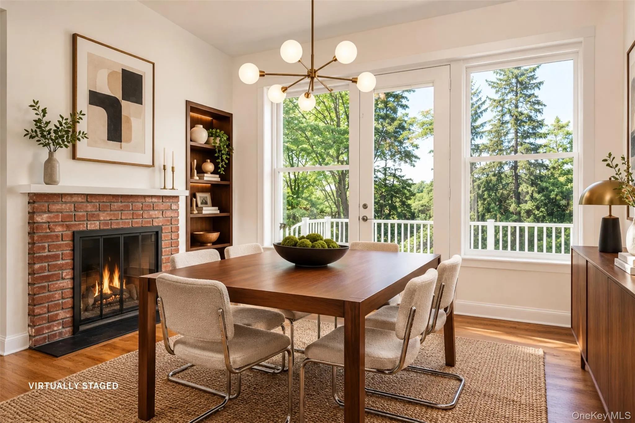Dining room with fireplace virtually staged Dining room with fireplace virtually staged
