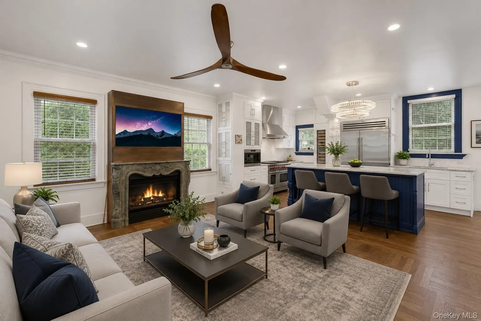 Virtual picture of the living room with a fireplace making the living room cozy Virtual picture of the living room with a fireplace making the living room cozy