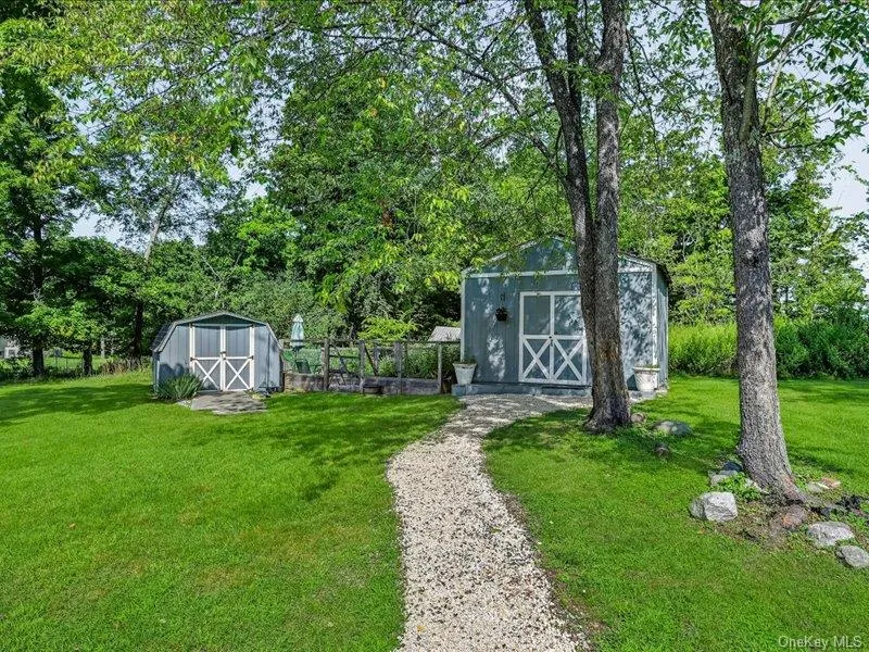 Garden and shed along pathway Garden and shed along pathway