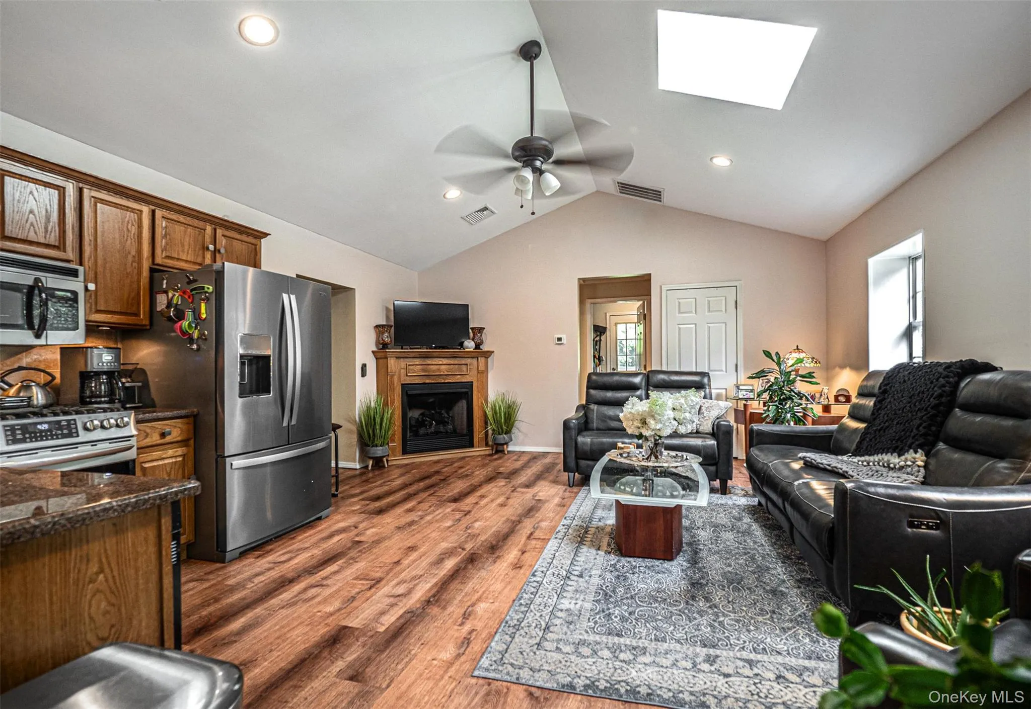 Kitchen flows to living room Kitchen flows to living room