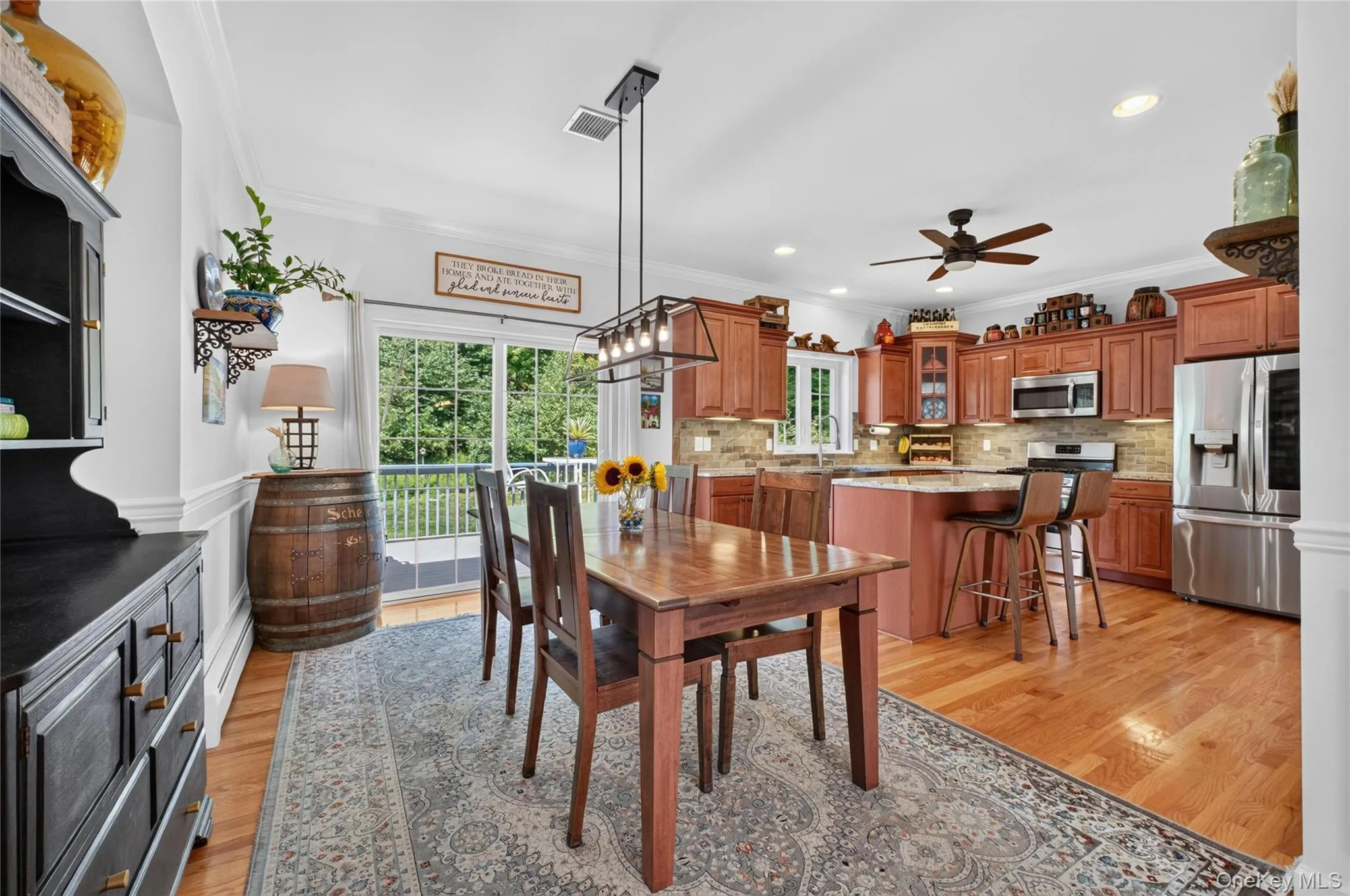 Dining room with doors to deck Dining room with doors to deck