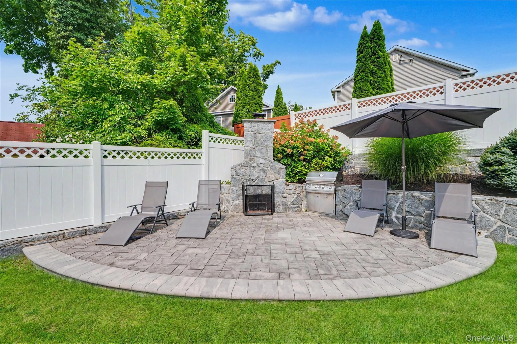 Stone patio with firepit Stone patio with firepit