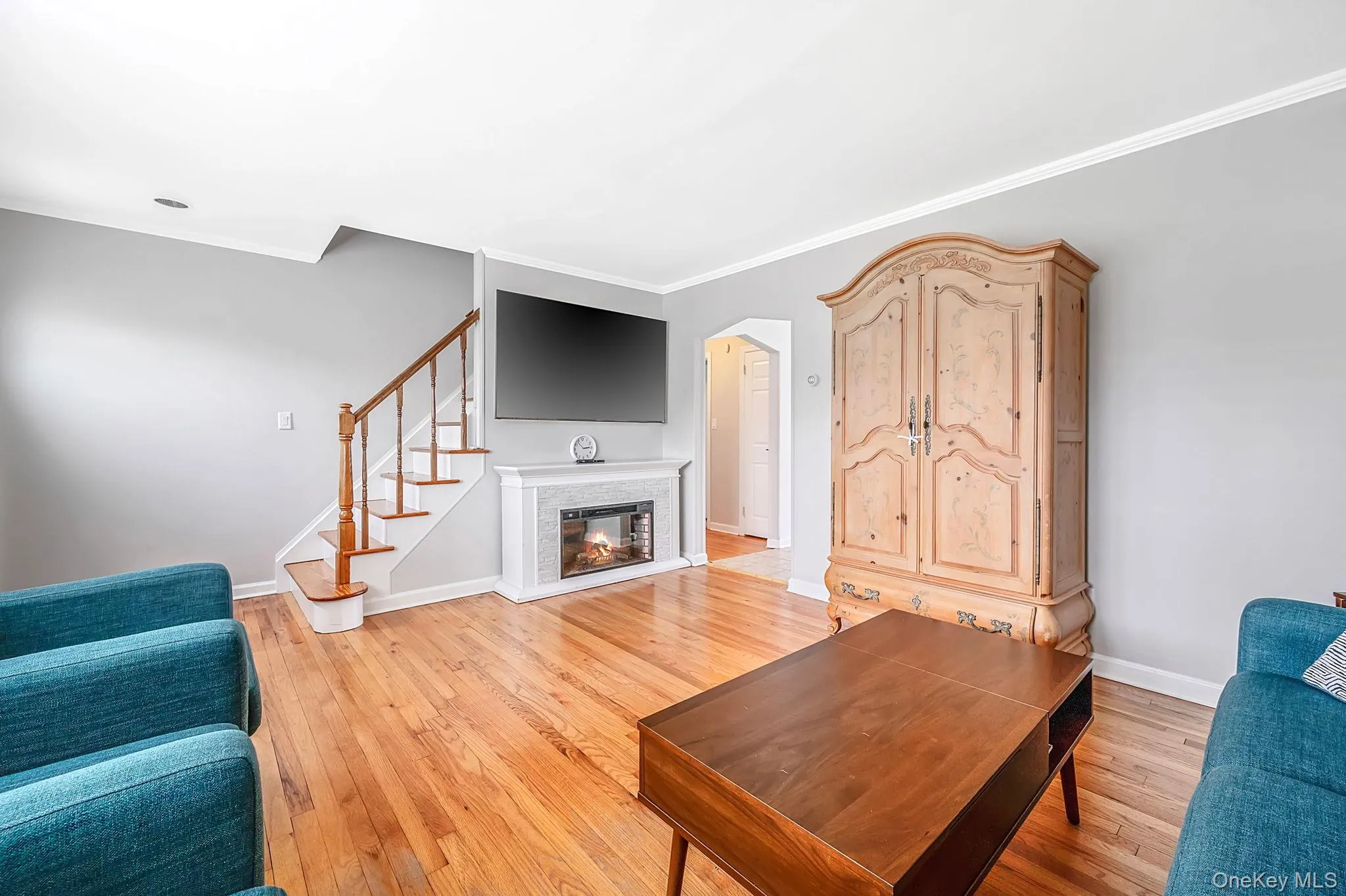 Living room with hardwood floors. Living room with hardwood floors.