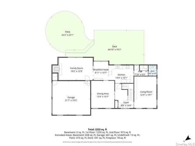 Shows expansive deck and patio Shows expansive deck and patio