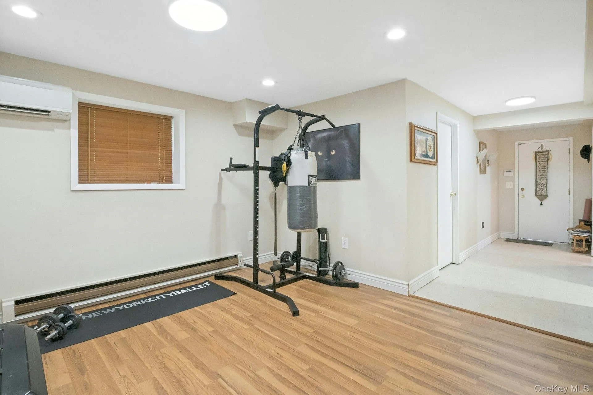Versatile lower-level space currently used as a home gym, adjacent to the family room with additional room for recreation or flexible use. Versatile lower-level space currently used as a home gym, adjacent to the family room with additional room for recreation or flexible use.