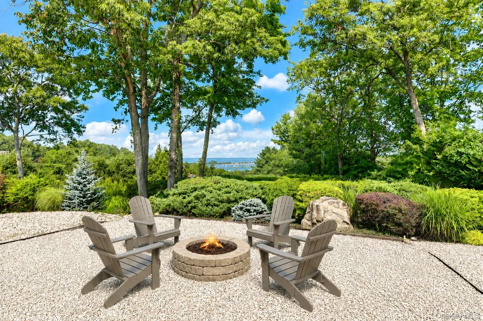 Virtually Staged Backyard With Views Of Harbor & LI Sound Virtually Staged Backyard With Views Of Harbor & LI Sound