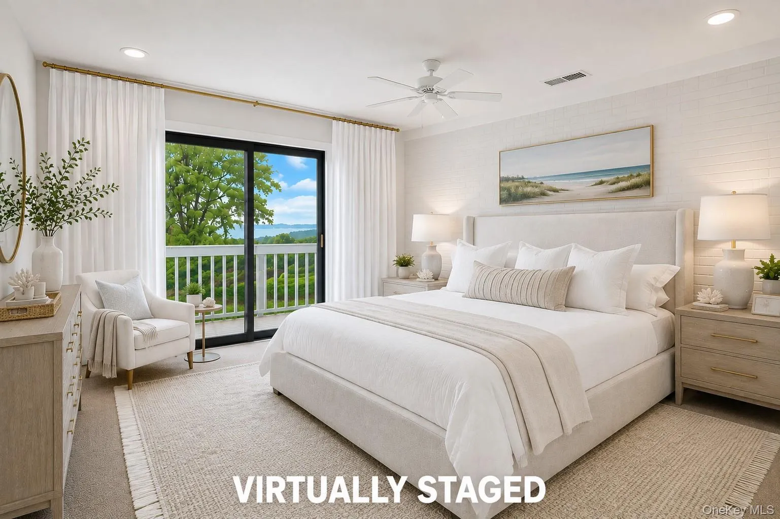 Virtually Staged Primary Bedroom Suite With Views Of Harbor & LI Sound Virtually Staged Primary Bedroom Suite With Views Of Harbor & LI Sound