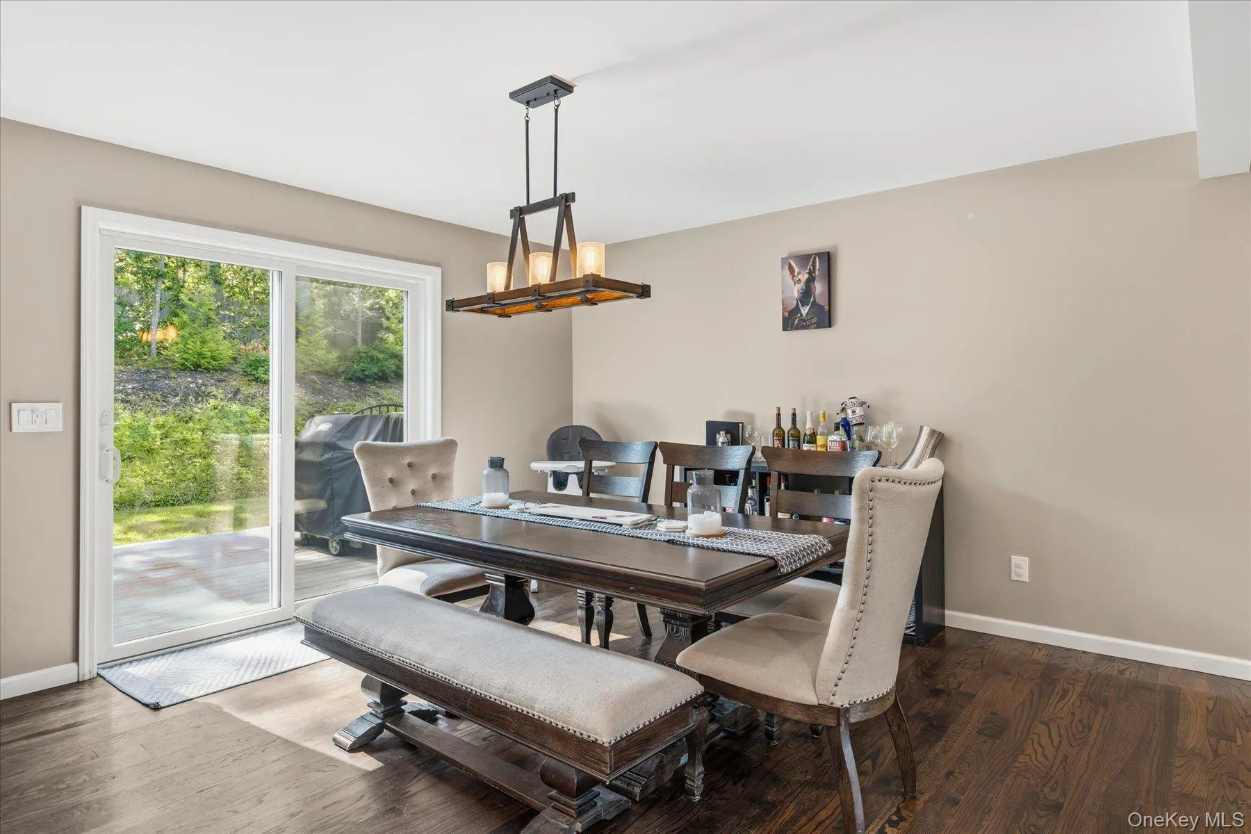 Red Oak Flooring, Sliding glass door to deck. Red Oak Flooring, Sliding glass door to deck.