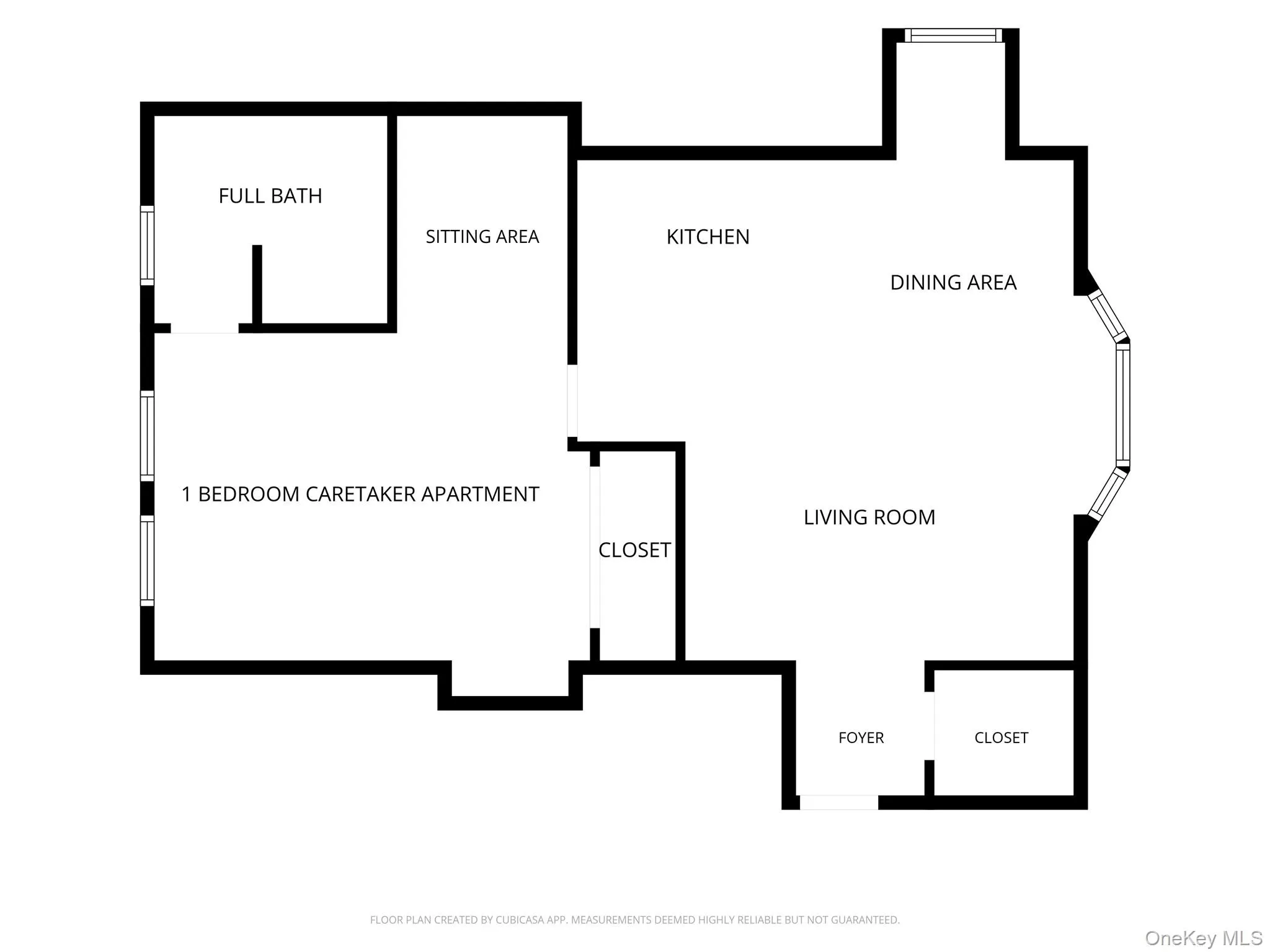 Floor plan of the 1 bedroom caretaker apartment above the garage. Floor plan of the 1 bedroom caretaker apartment above the garage.