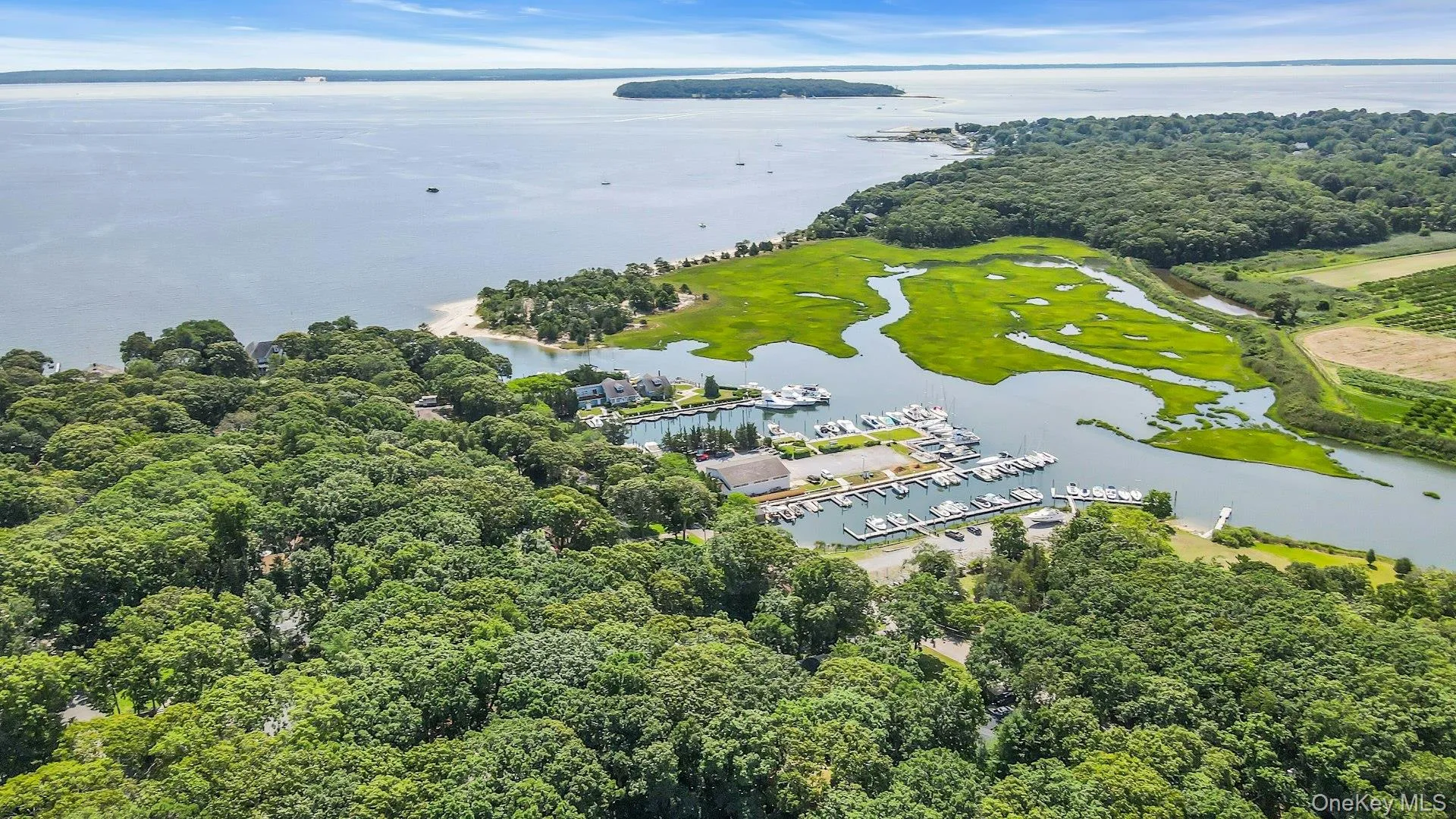 Expansive Peconic Bay, marina with multiple boat slips Expansive Peconic Bay, marina with multiple boat slips