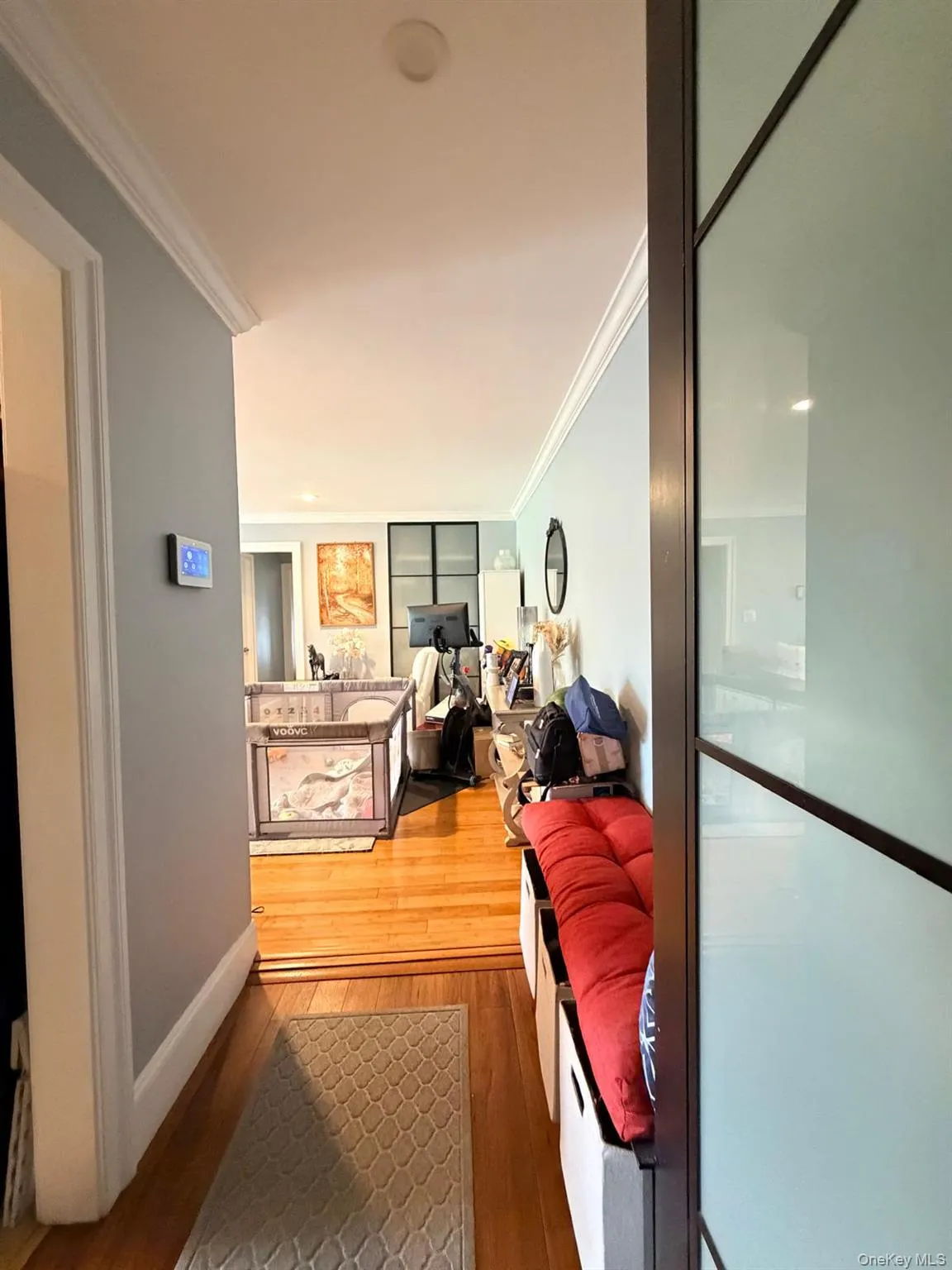 Hard wood flooring and crown molding. Hard wood flooring and crown molding.