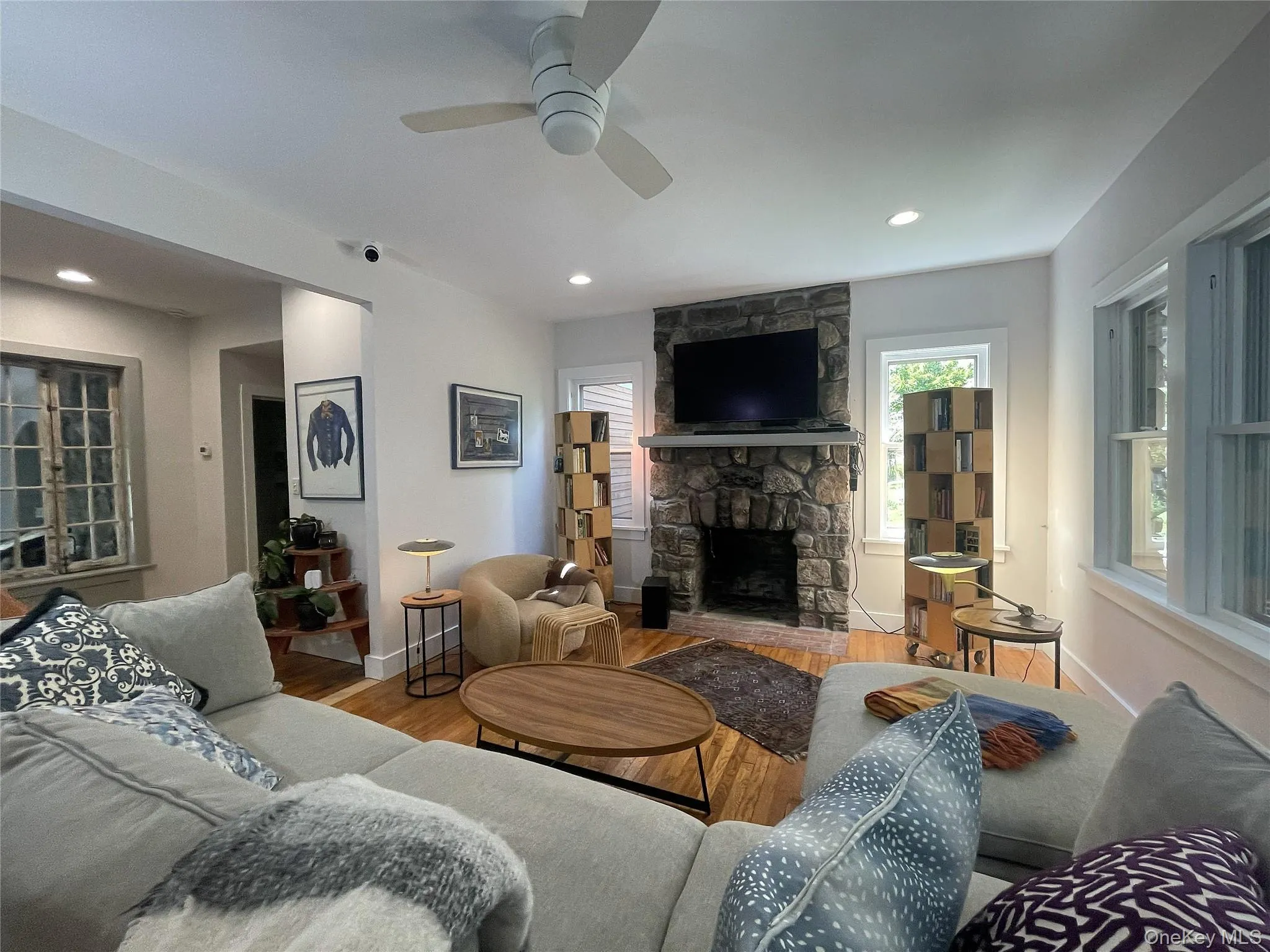 Stone Fireplace highlights the magnificent living room Stone Fireplace highlights the magnificent living room