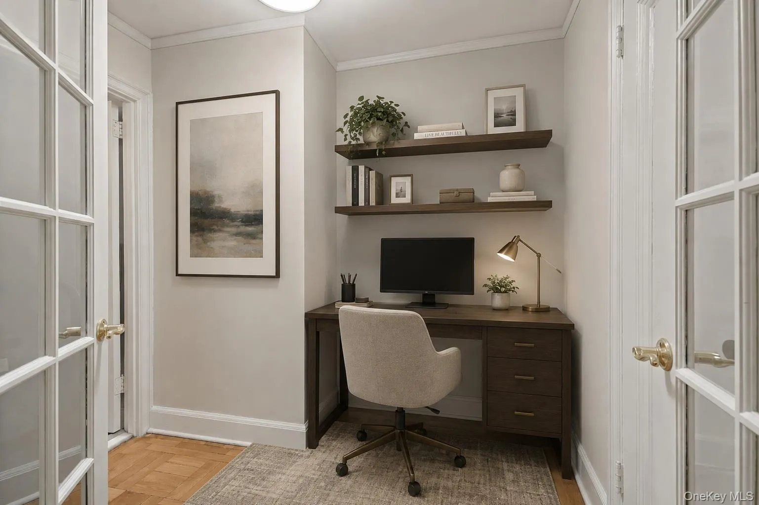 Virtually staged WFH office space. Virtually staged WFH office space.