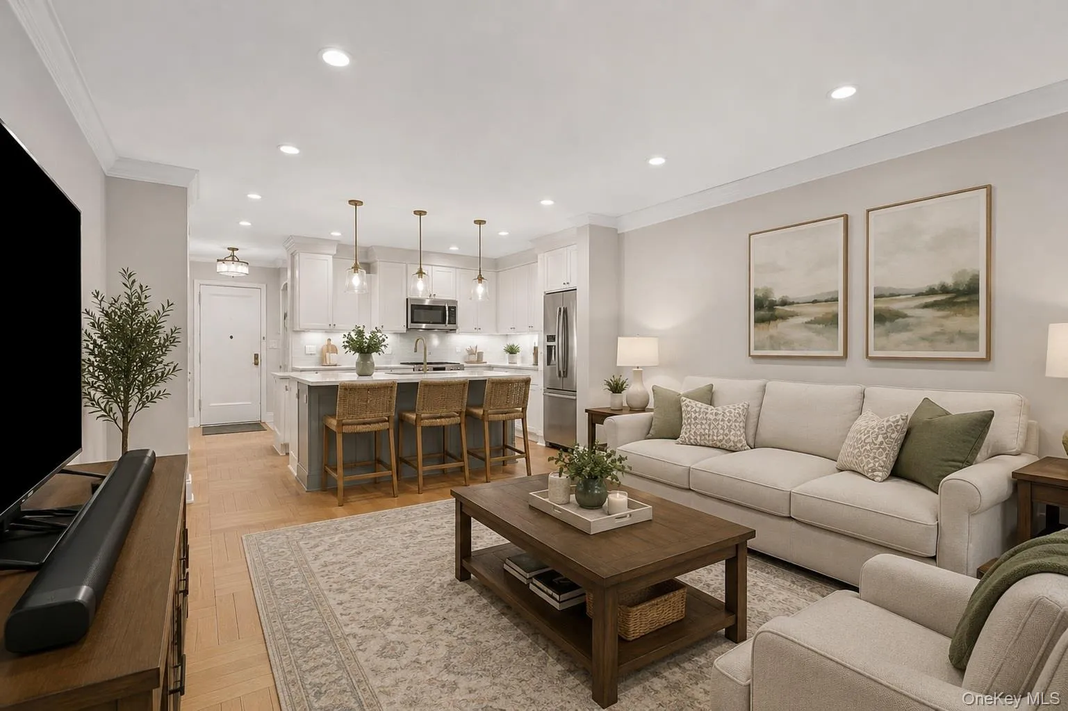 Virtually staged with renovation to open up the kitchen to the living room. Virtually staged with renovation to open up the kitchen to the living room.