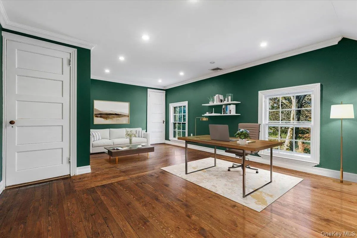 HOME OFFICEDedicated home office provides an impressive private workspace overlooking the estate grounds. HOME OFFICEDedicated home office provides an impressive private workspace overlooking the estate grounds.