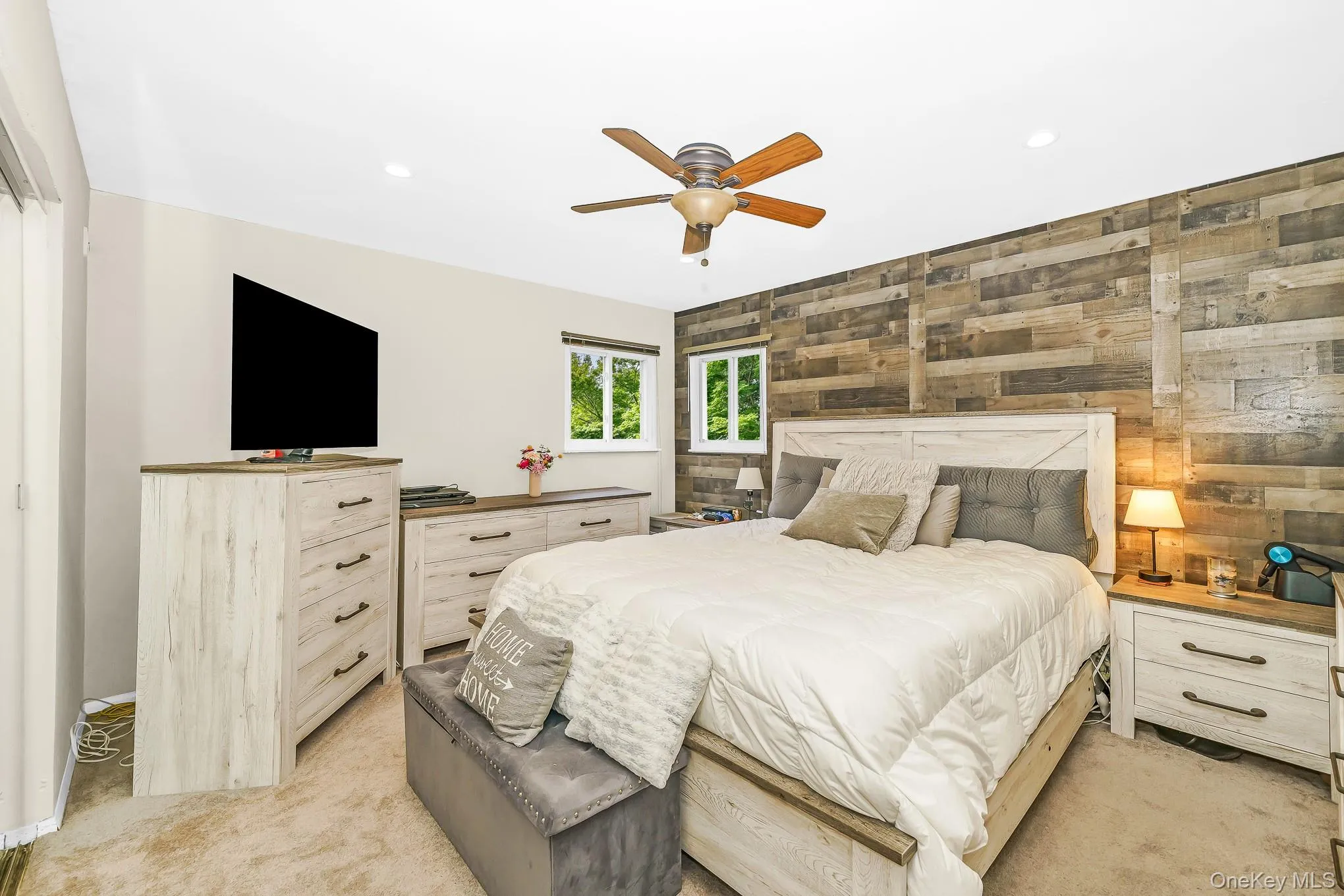 Accent wall with wood-finish paneling Accent wall with wood-finish paneling