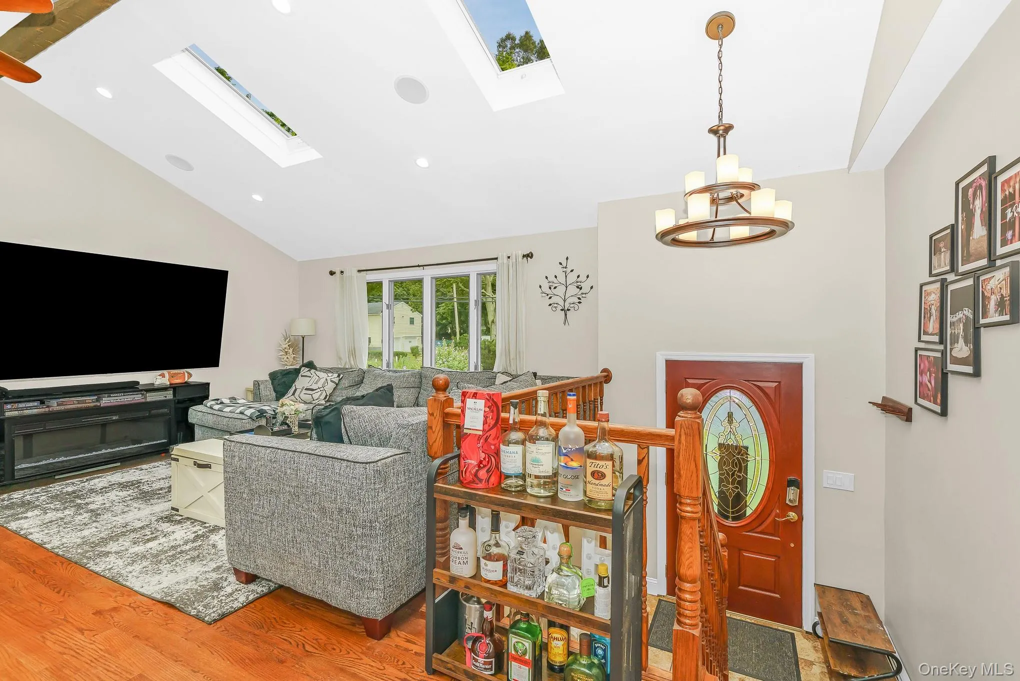 Vaulted ceiling with recessed lighting and skylights Vaulted ceiling with recessed lighting and skylights
