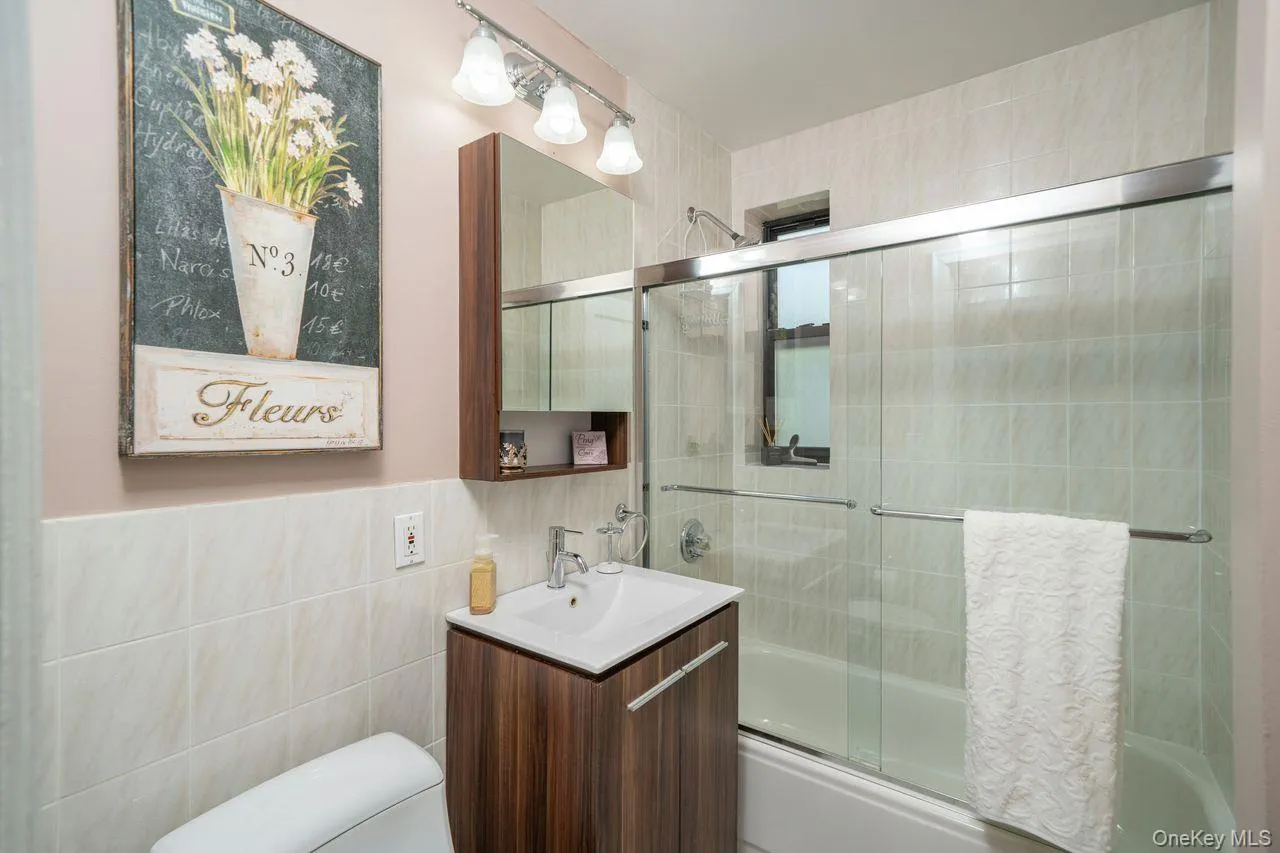 Updated bath with modern finishes Updated bath with modern finishes