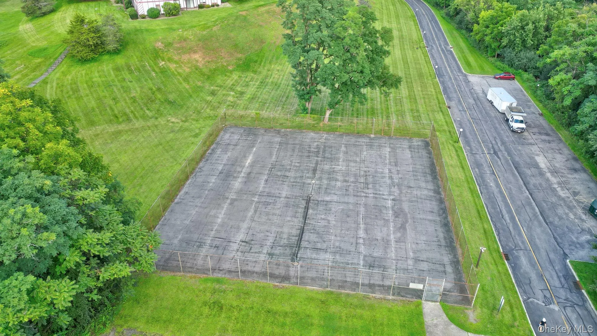 Drone view of the tennis court Drone view of the tennis court