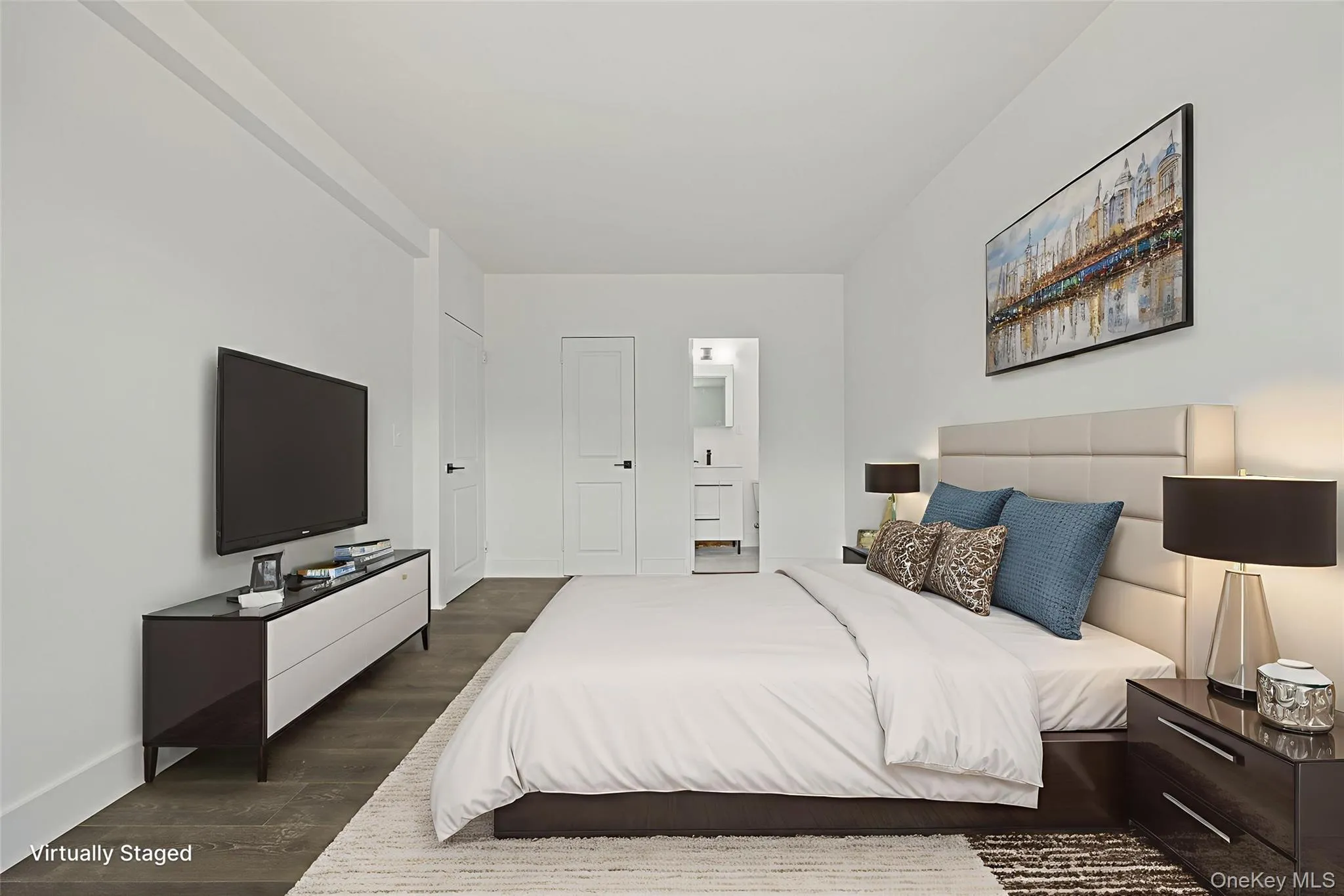 White walls with dark vinyl flooring White walls with dark vinyl flooring