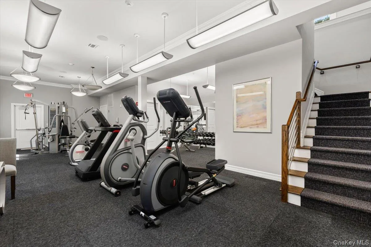 Clubhouse fitness center with extensive equipment Clubhouse fitness center with extensive equipment