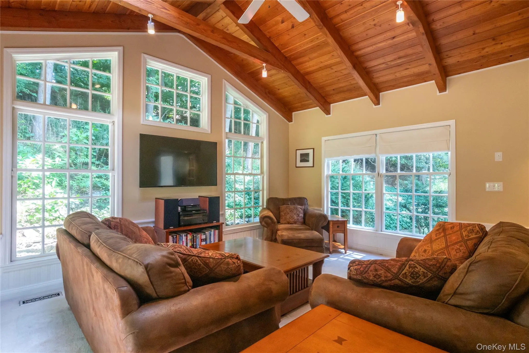 Family Room with Walls of Windows Family Room with Walls of Windows
