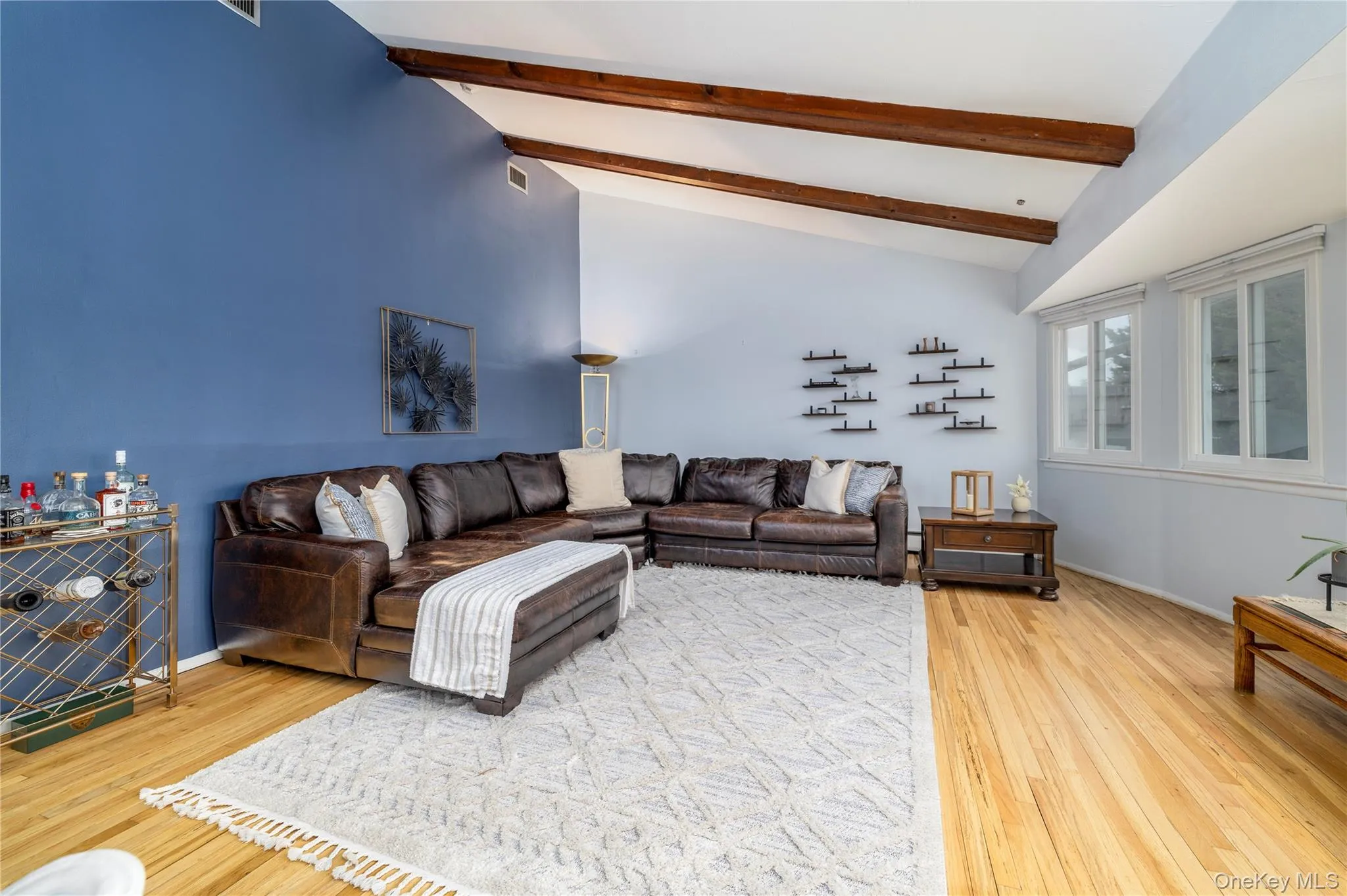 Living Room with Vaulted, Beamed Ceilings Living Room with Vaulted, Beamed Ceilings