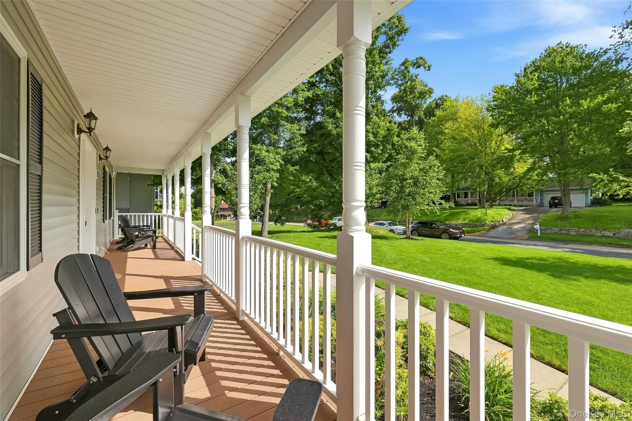 Inviting front porch with seating Inviting front porch with seating