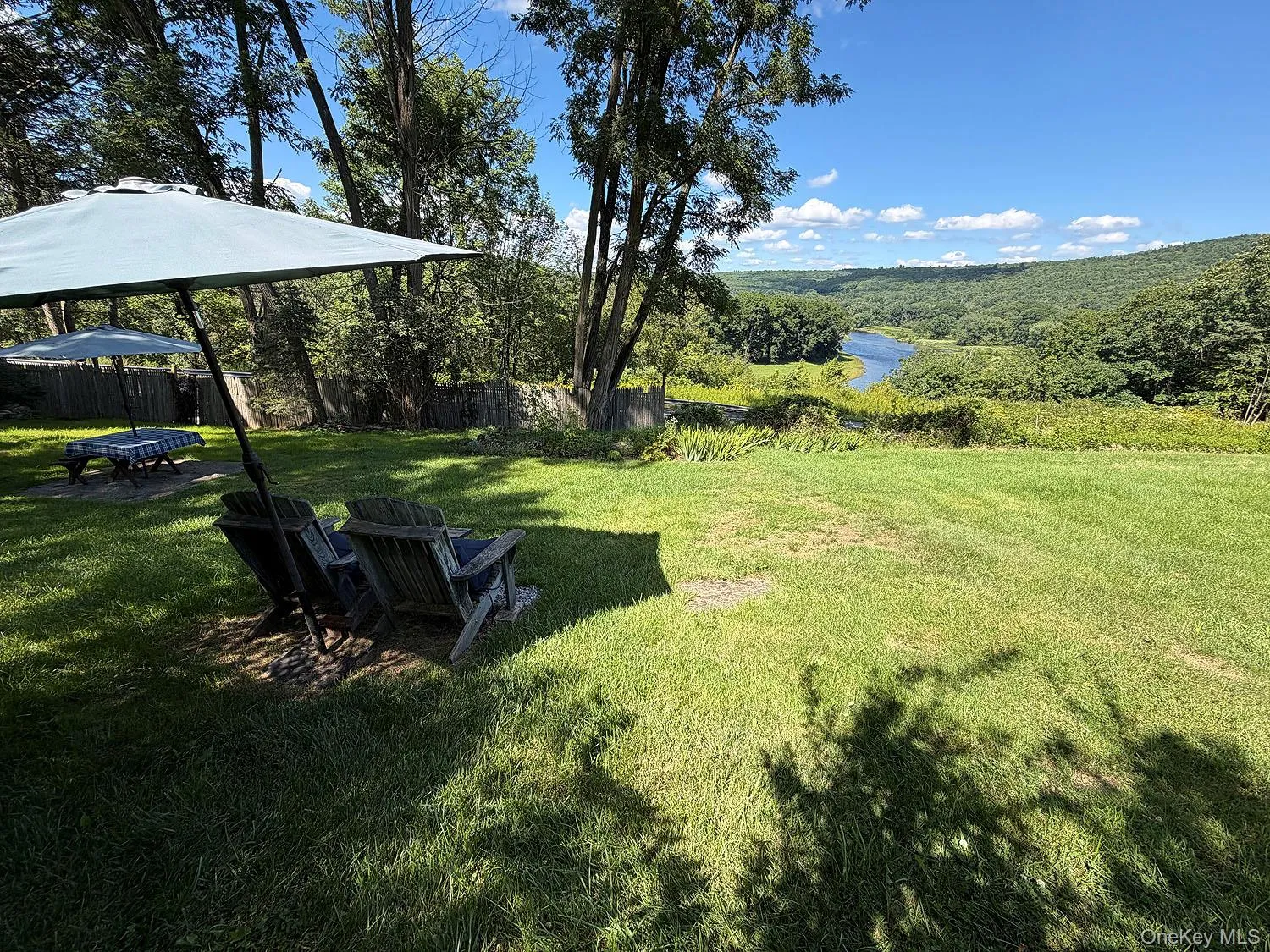 Sitting area overlooking river Sitting area overlooking river