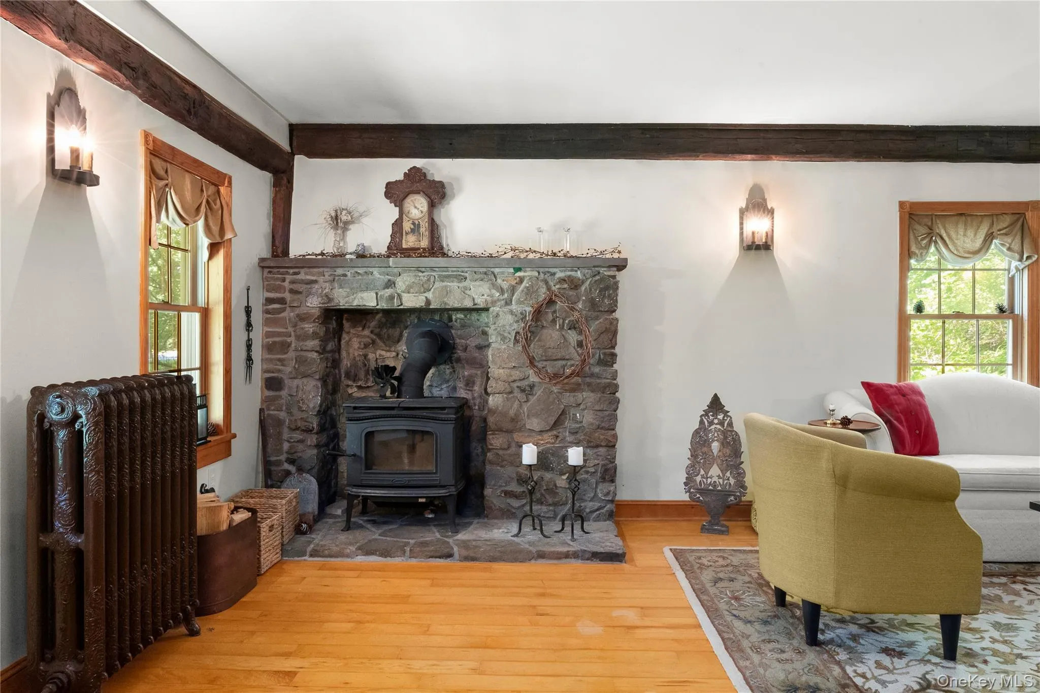 Featuring wood burning stove Featuring wood burning stove