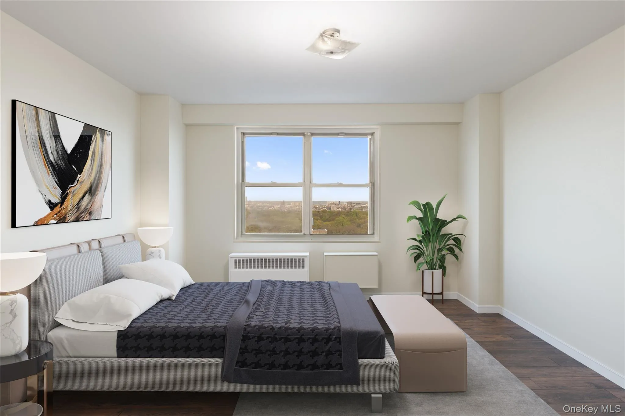 Vinyl flooring, abundant natural light, and a modern flush-mount ceiling fixture Vinyl flooring, abundant natural light, and a modern flush-mount ceiling fixture