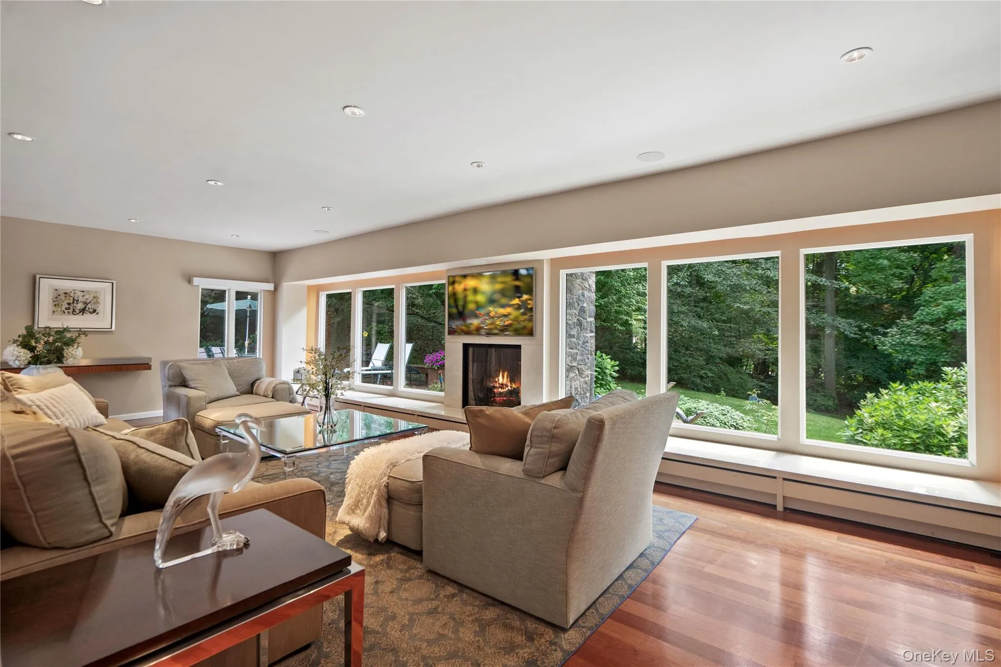 Large living room with picture windows Large living room with picture windows