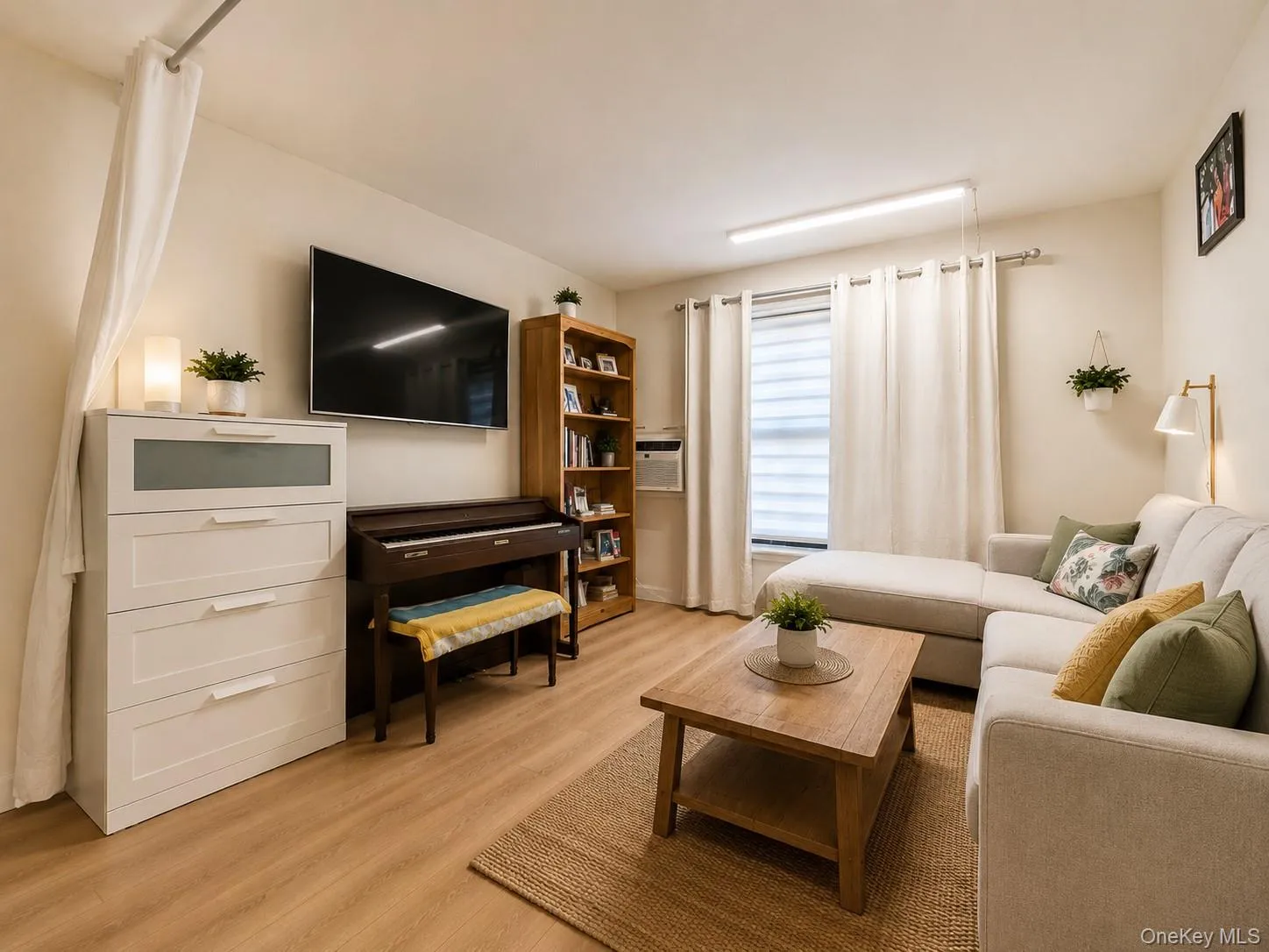 Recessed window with blinds and drapes Recessed window with blinds and drapes