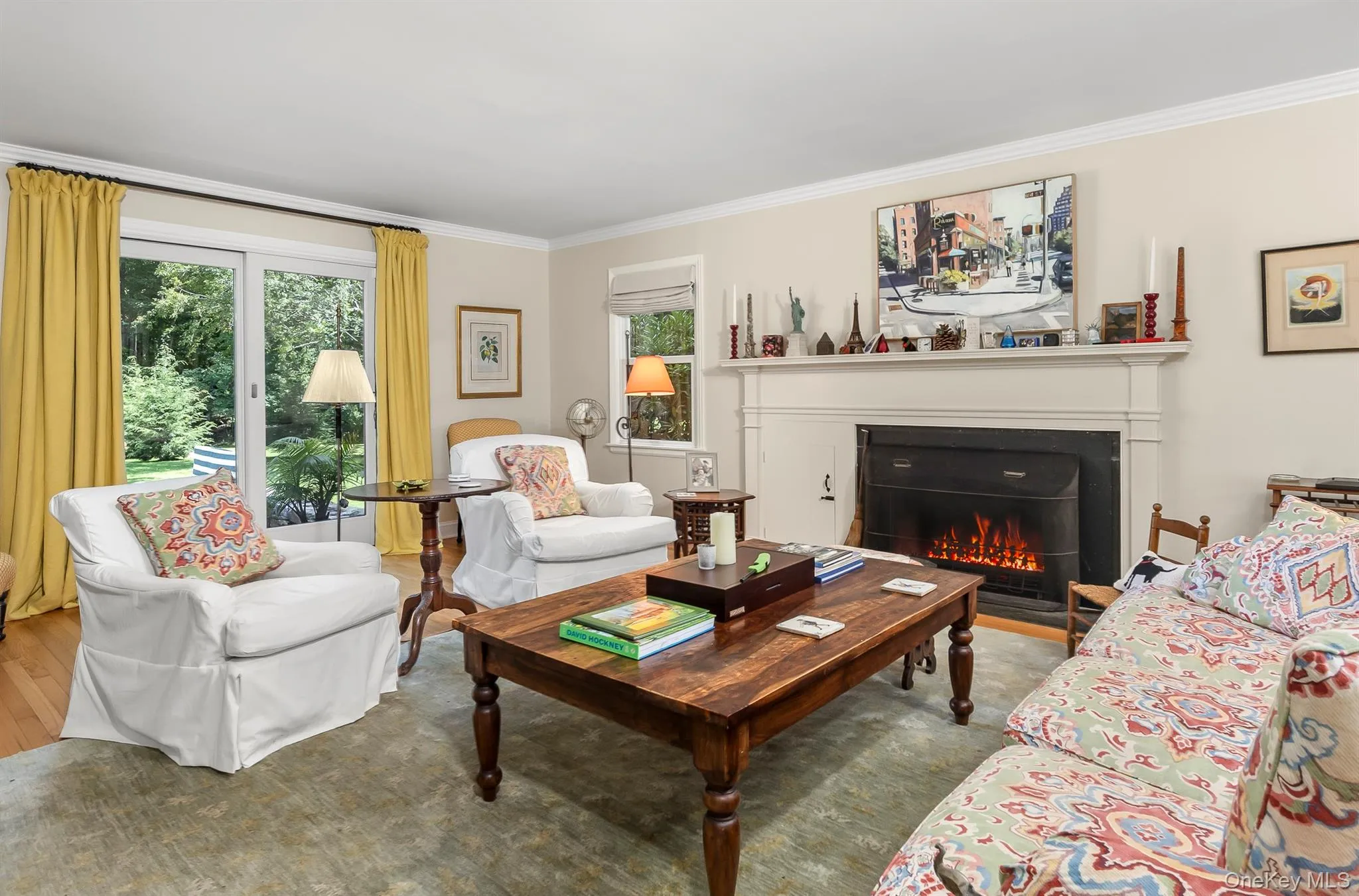 Wood Burning Fireplace, French Door to Terrace Wood Burning Fireplace, French Door to Terrace