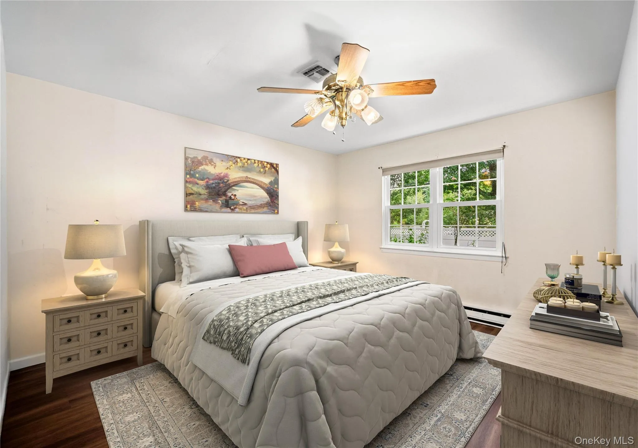 Virtually staged primary bedroom with 2 closets. Virtually staged primary bedroom with 2 closets.