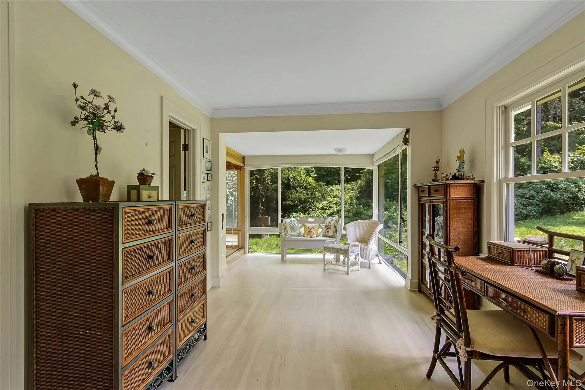 Bright bedroom/craft room with meditation alcove in rear Bright bedroom/craft room with meditation alcove in rear