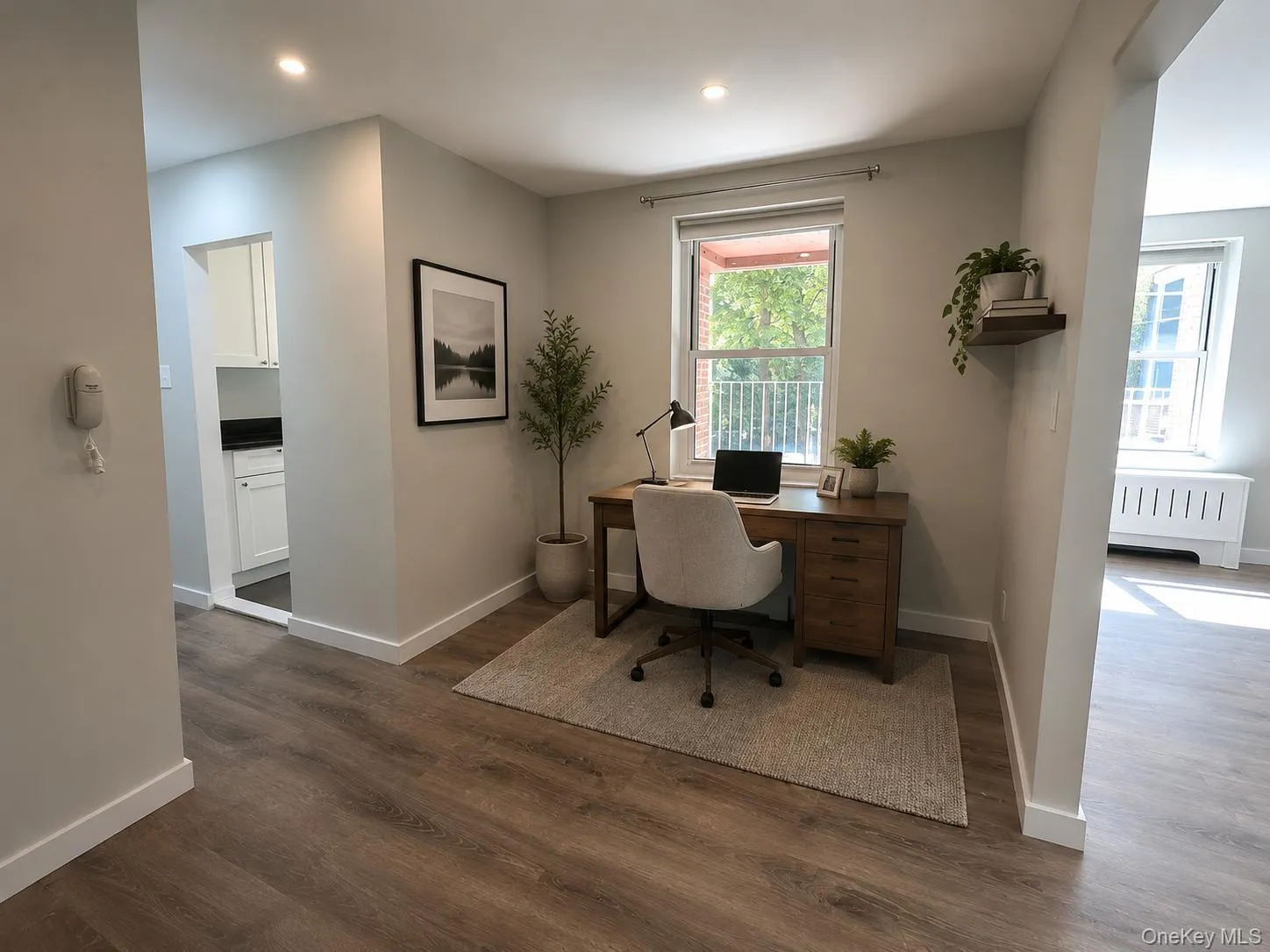 Recessed lighting, vinyl wood-finish flooring, and white trim throughout Recessed lighting, vinyl wood-finish flooring, and white trim throughout