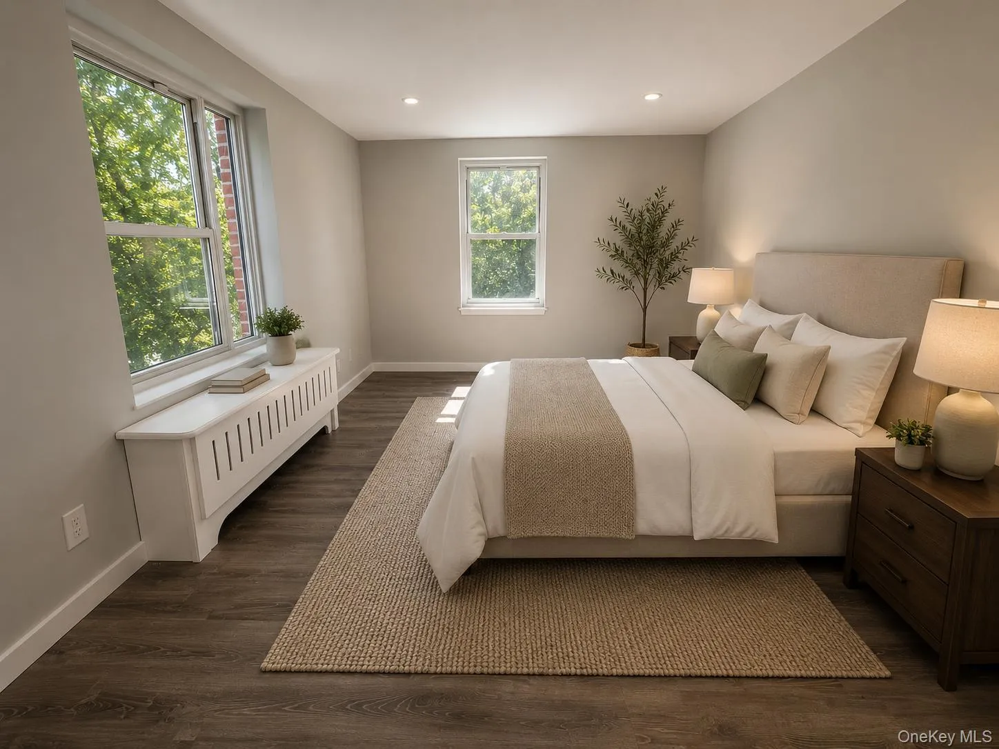 Vinyl - finish flooring, recessed ceiling lighting, light-toned wall paint, and a window with a white sill Vinyl - finish flooring, recessed ceiling lighting, light-toned wall paint, and a window with a white sill
