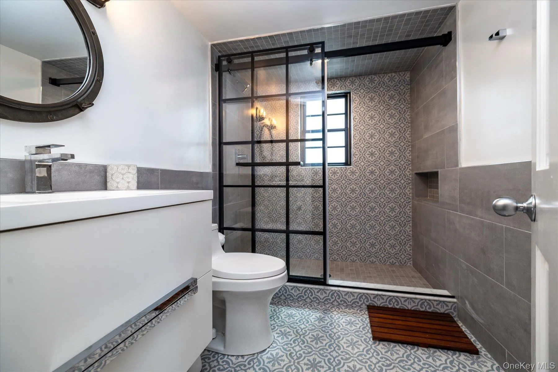 Brand new bathroom wtih walk in shower and glass door Brand new bathroom wtih walk in shower and glass door