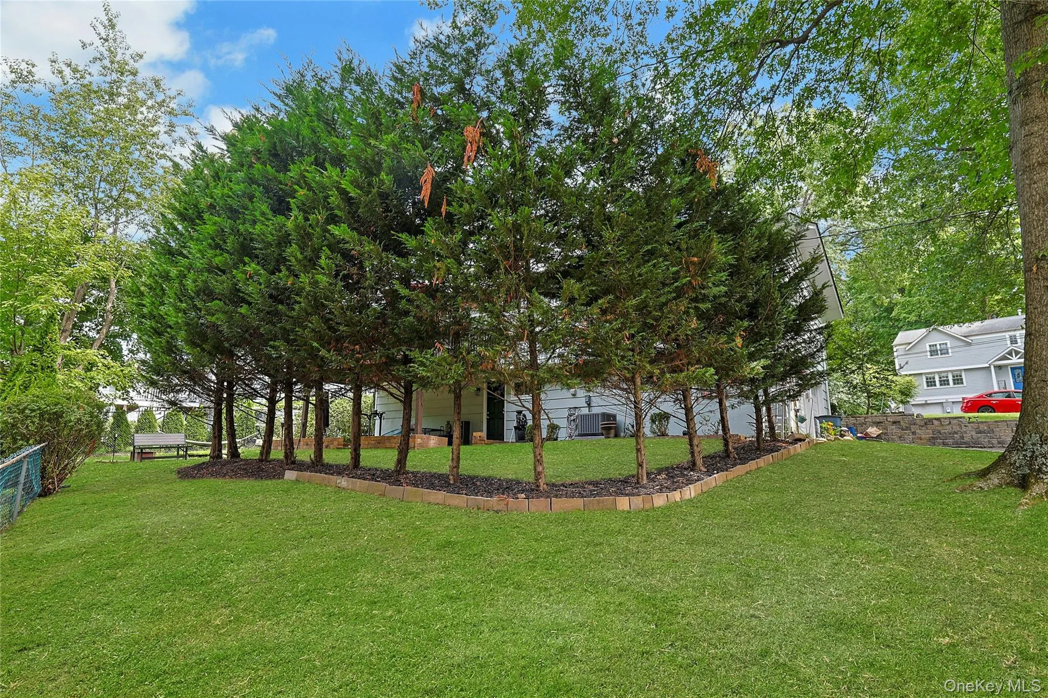 Corner yard with mature trees. Corner yard with mature trees.