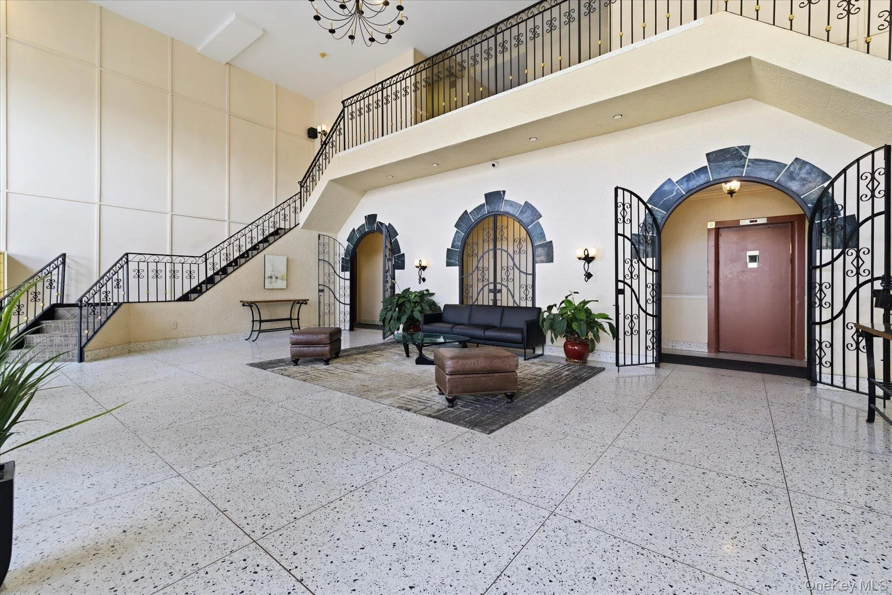 Lobby entrance with two elevators Lobby entrance with two elevators