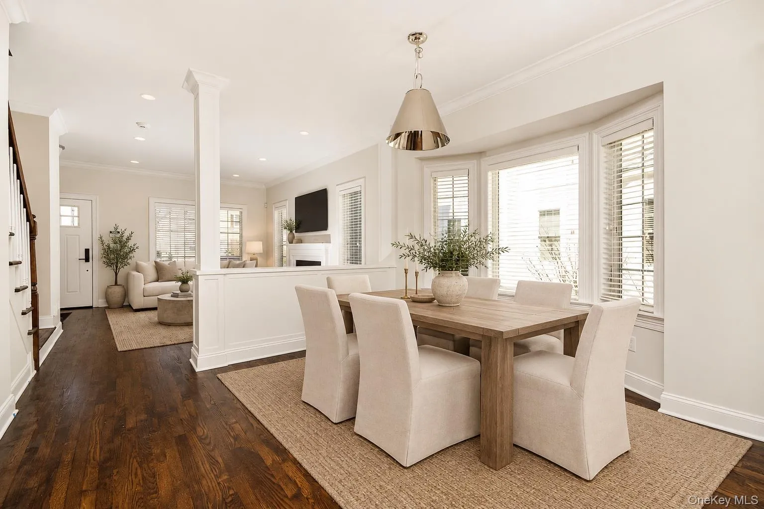 Dining Area to Living Room with Fireplace(virtually staged) Dining Area to Living Room with Fireplace(virtually staged)
