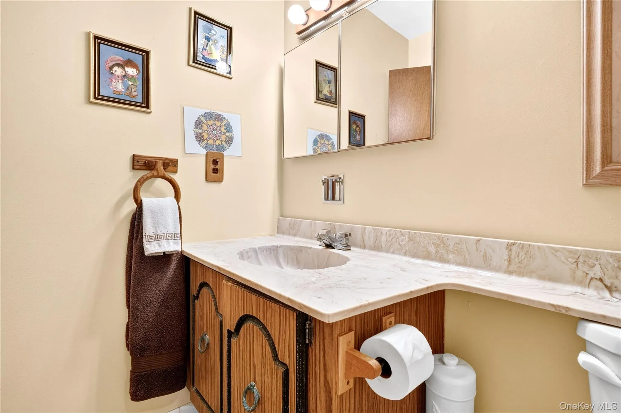 Bathroom vanity with generous counter space. Bathroom vanity with generous counter space.