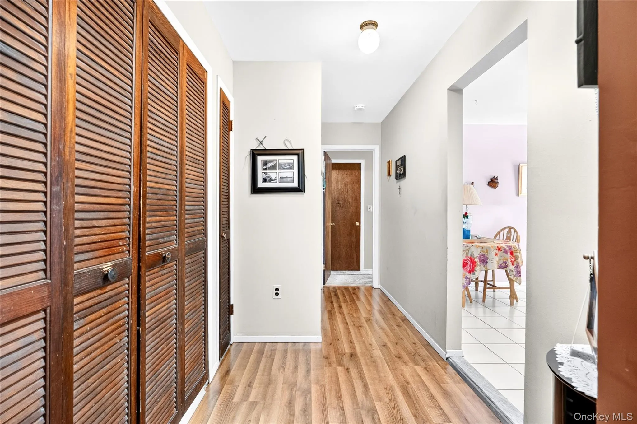 Hallway with multiple storage closets. Hallway with multiple storage closets.