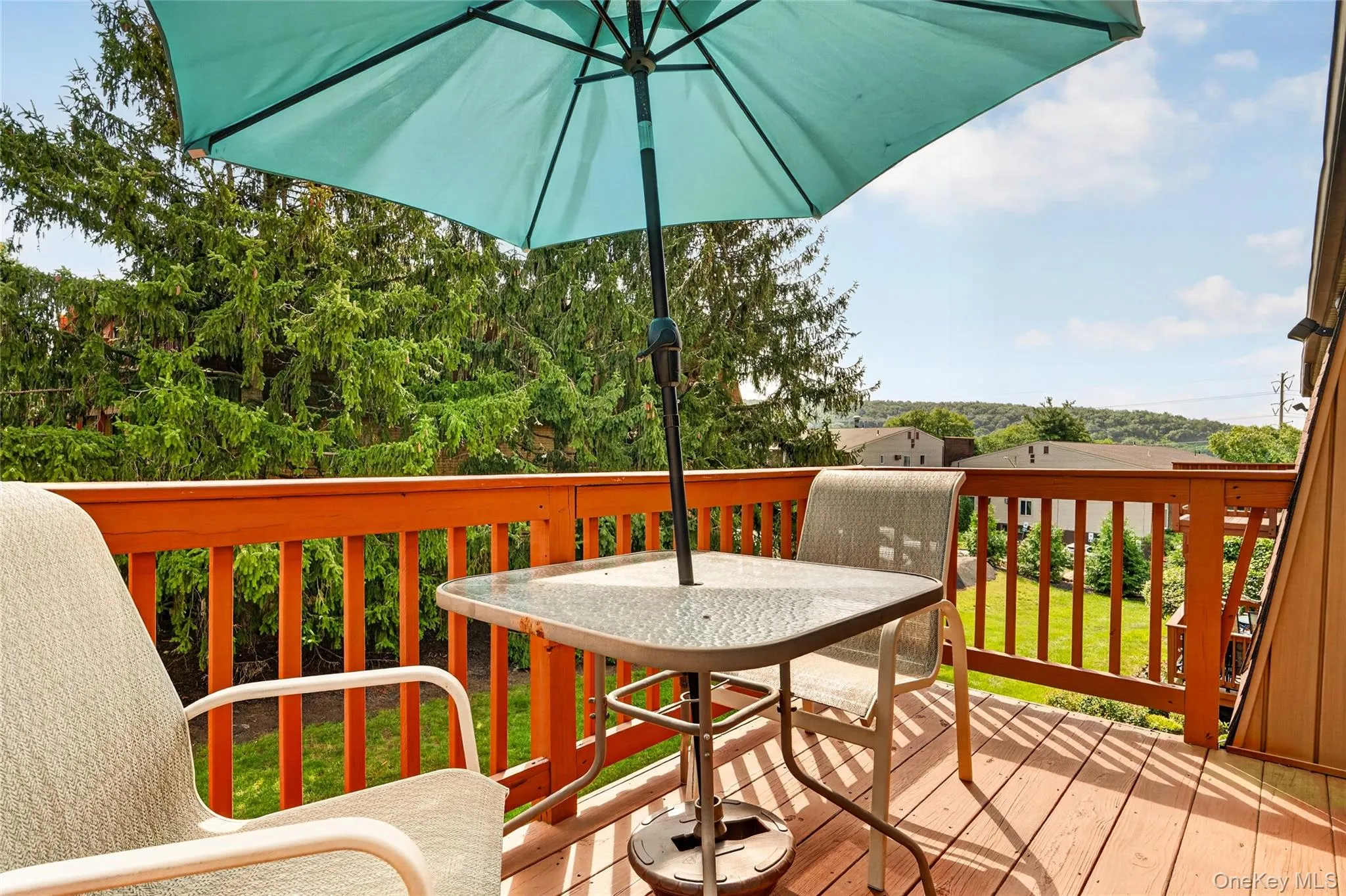 Private deck with community views. Private deck with community views.