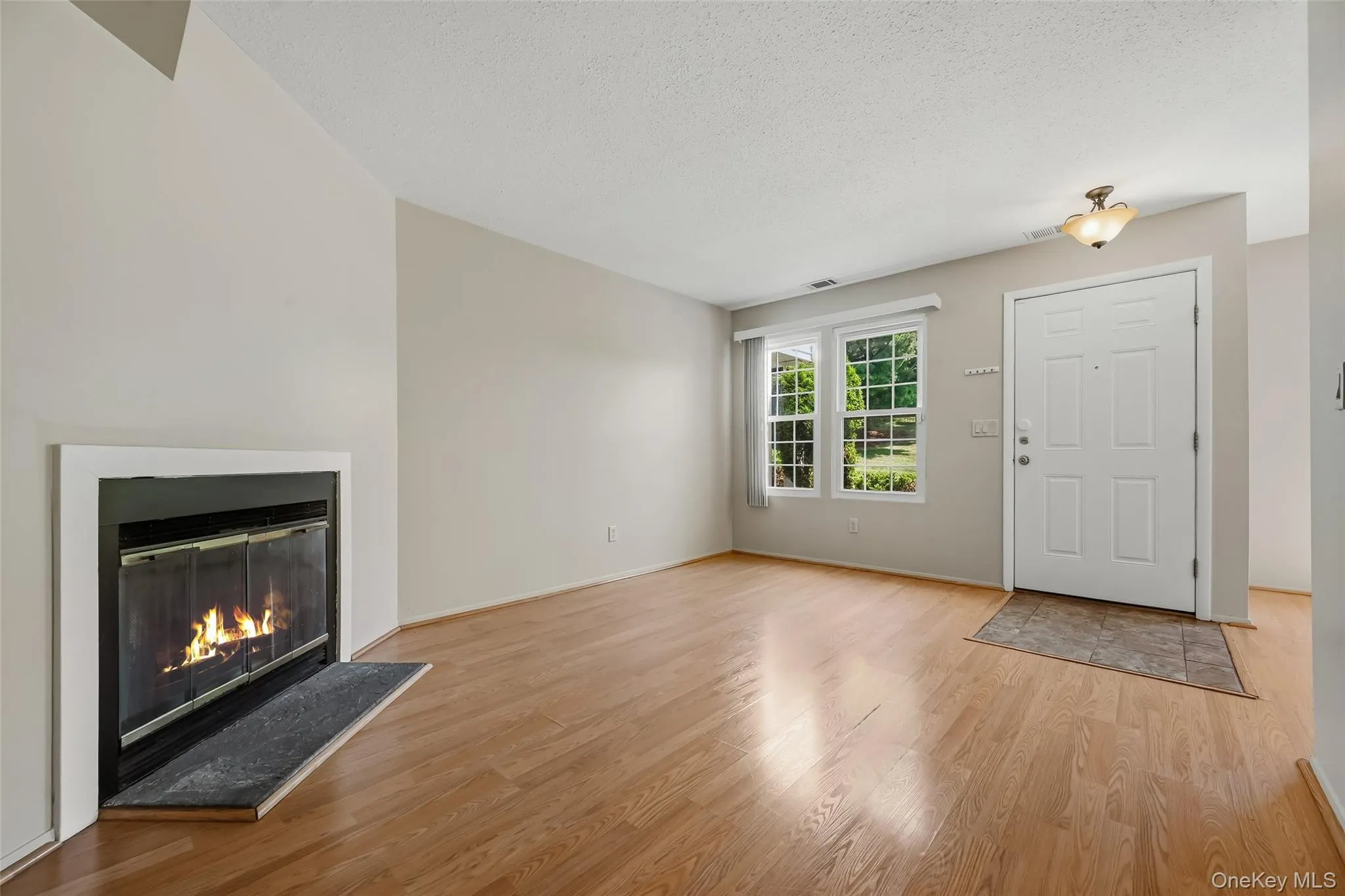 Living Room featuring wood type flooring, fireplace neutral wall color Living Room featuring wood type flooring, fireplace neutral wall color