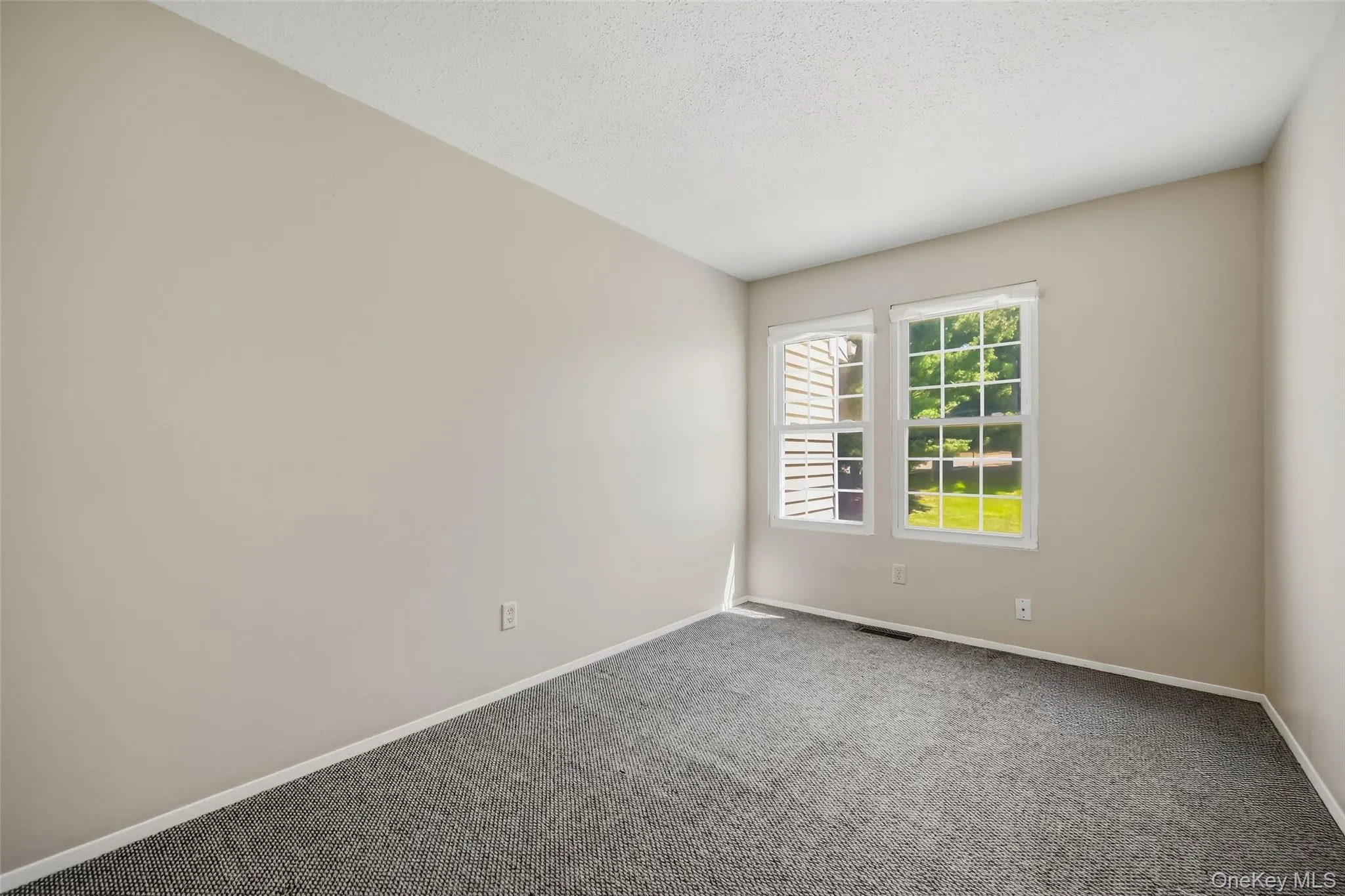 Neutral wall tones, dual pane windows, and textured carpeting Neutral wall tones, dual pane windows, and textured carpeting