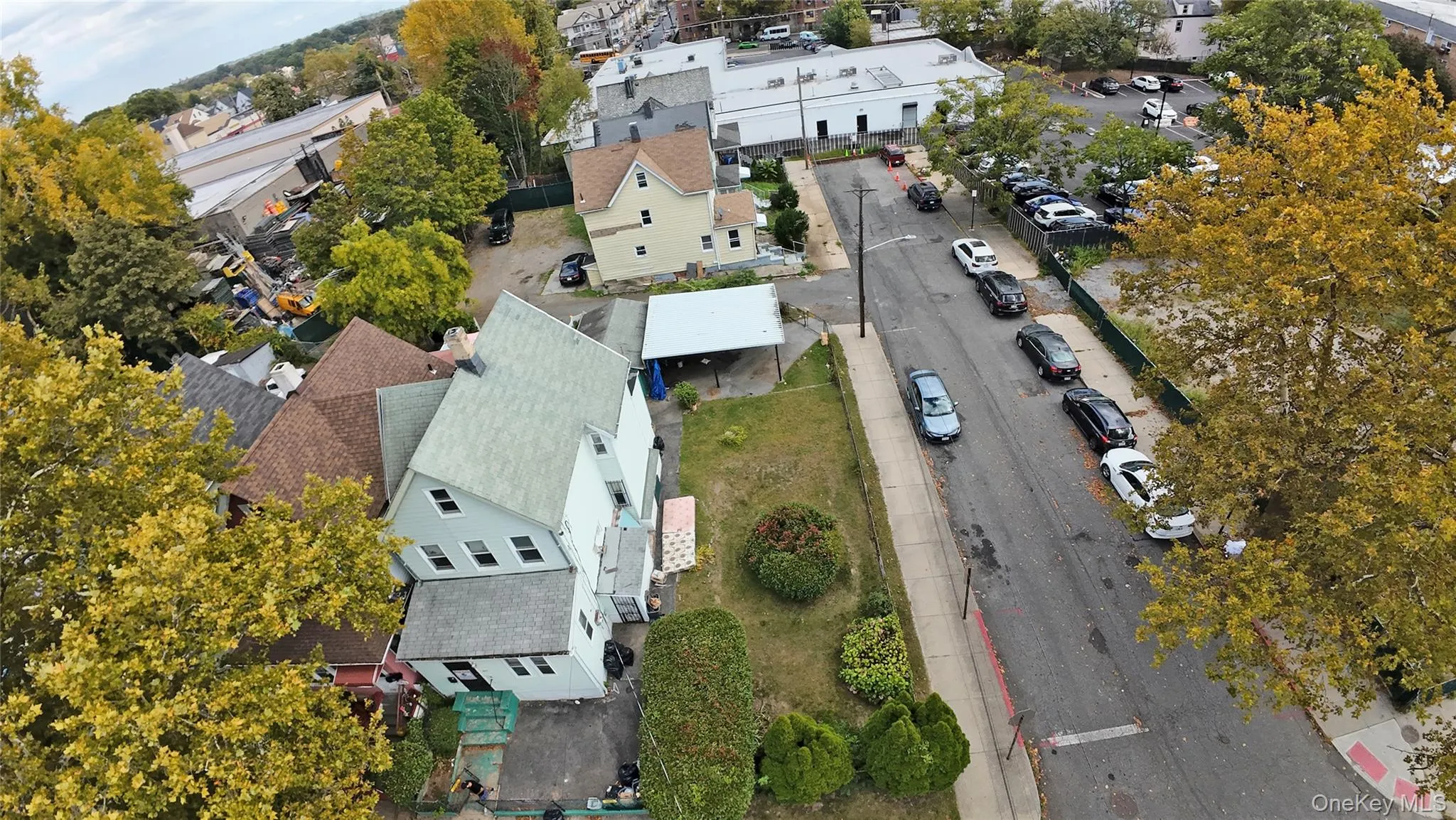 Aerial perspective of suburban area Aerial perspective of suburban area