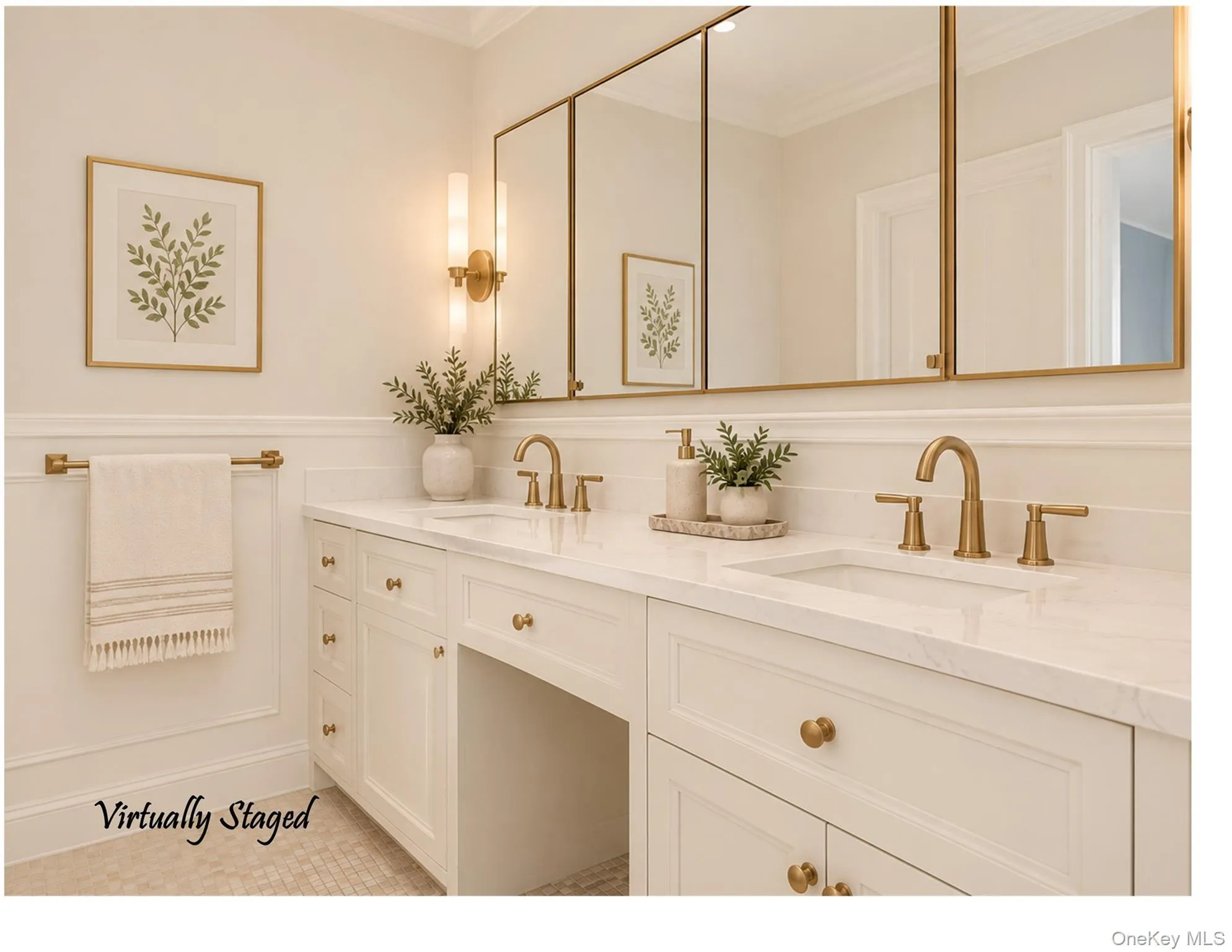 The ensuite Primary Bathroom on the second floor offers a dual sink vanity. The ensuite Primary Bathroom on the second floor offers a dual sink vanity.
