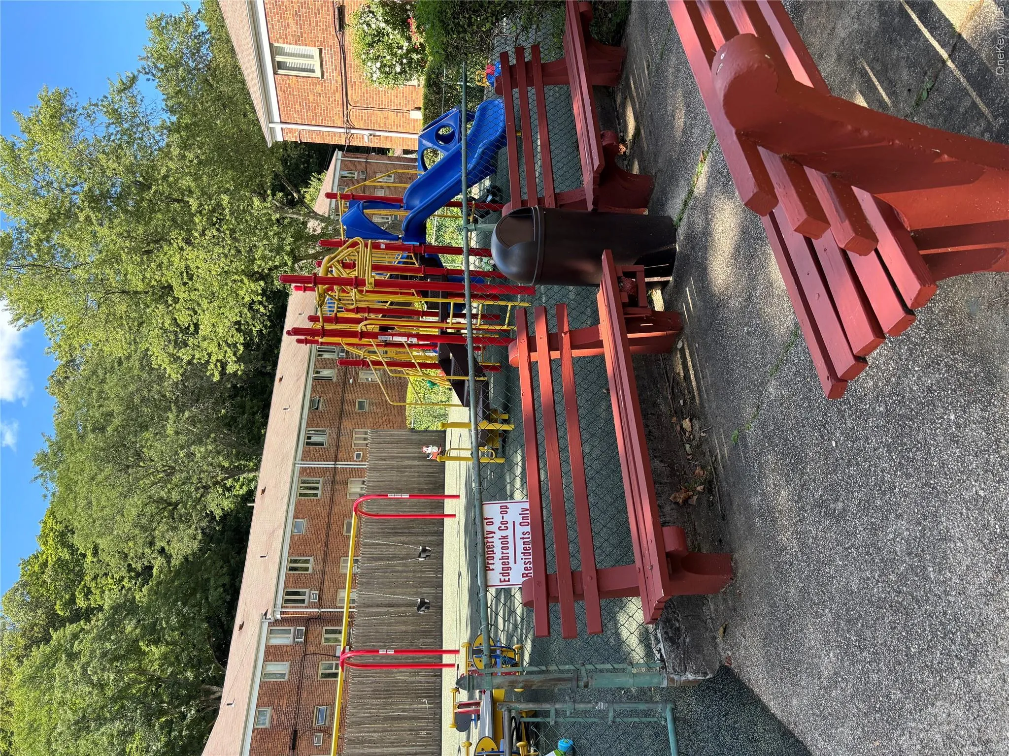 Benches for parents while children play Benches for parents while children play
